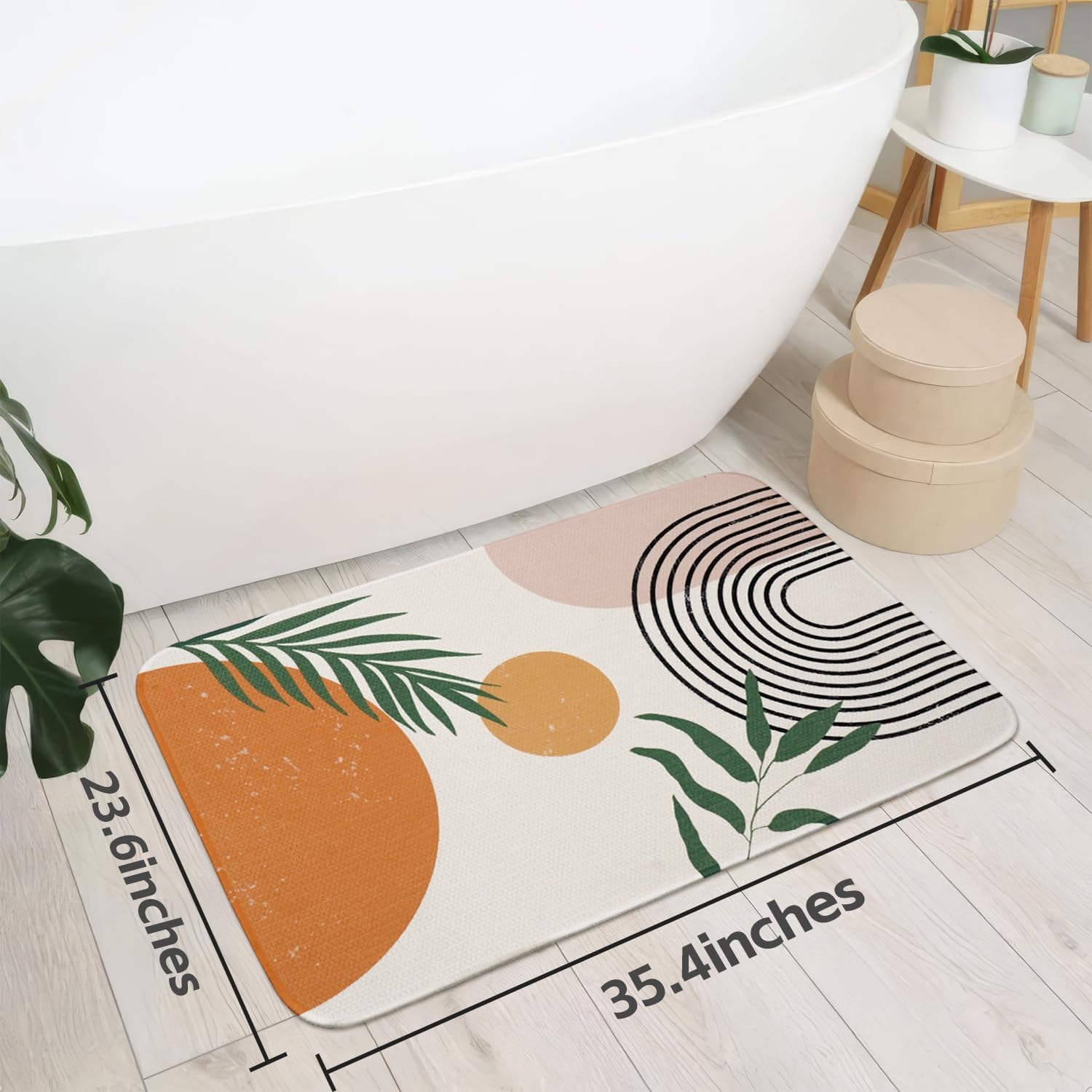 Boho Bathroom Rugs Washable, Thin Bath Mats for Bathroom Non Slip, Quick Dry Large Cute Bath Rug Fit Under Door, Shower, Tub, Sink Floor 2'x3'