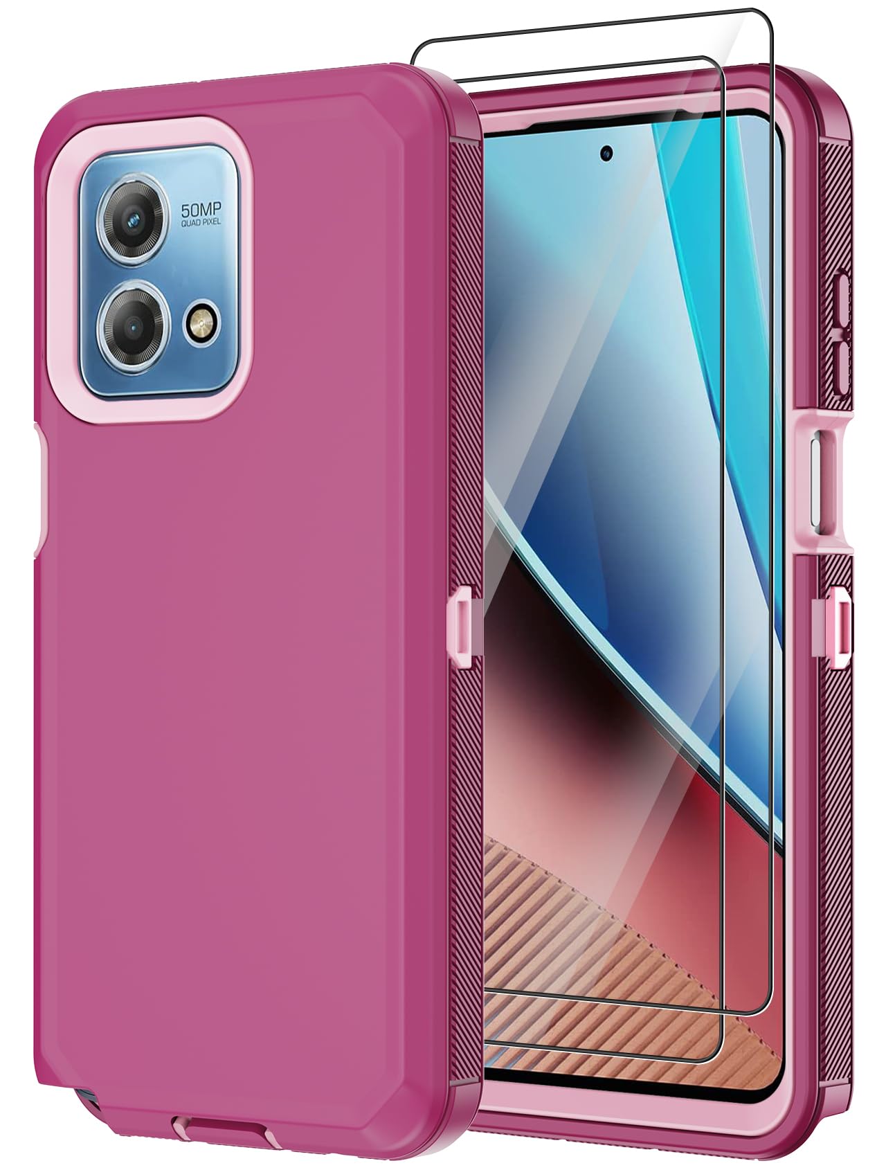 Annymall for Motorola Moto G Stylus 4G 2023 Case with 2 Screen Protector,Full Body Shockproof Drop Protection Dustproof Heavy Duty 3-Layer Military