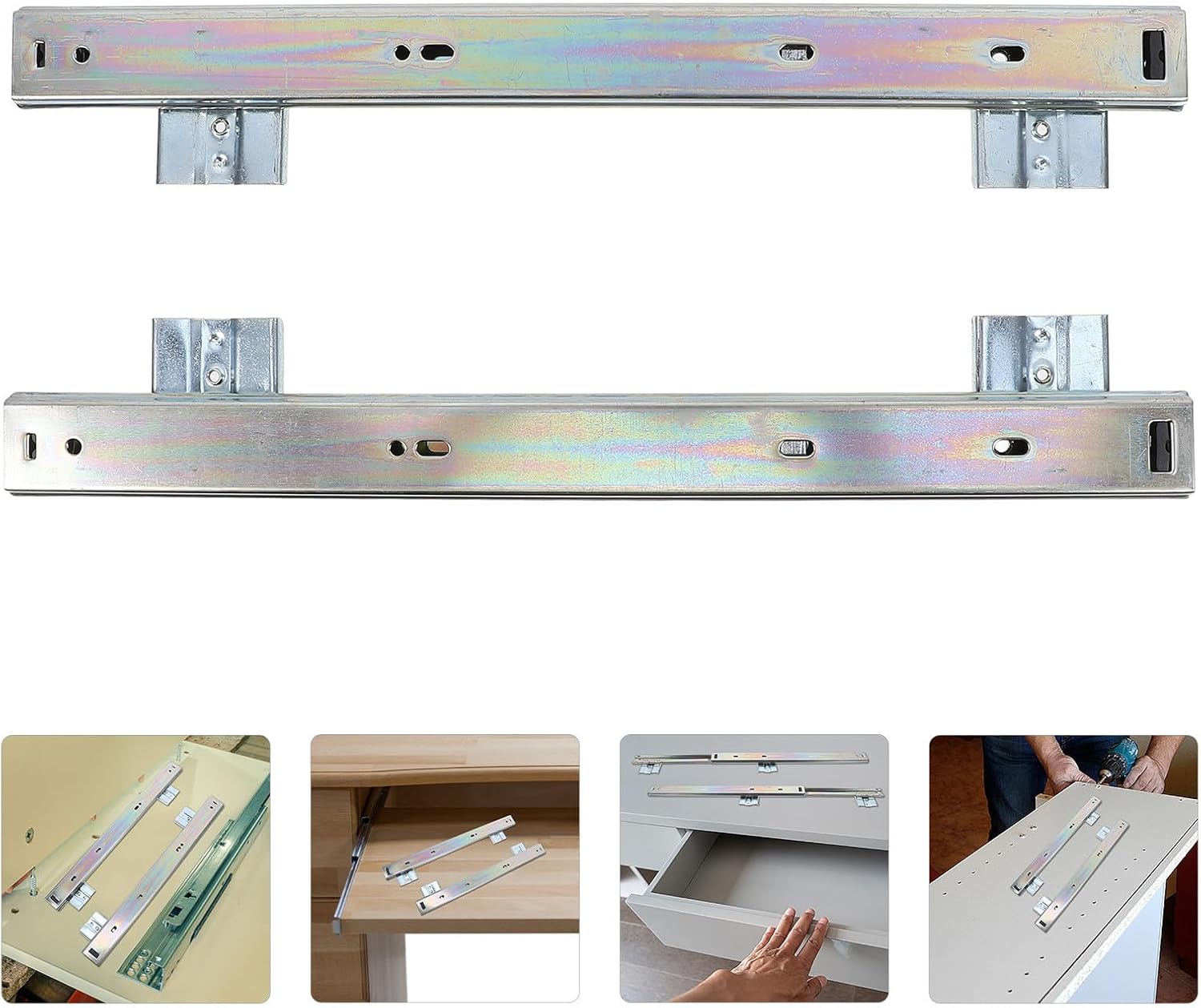 Steel Keyboard Slide Replacement Guide Rail for Side Mount Drawers | Black Finish, Computer Keyboard Use, Furniture Rail, Sturdy Load Support