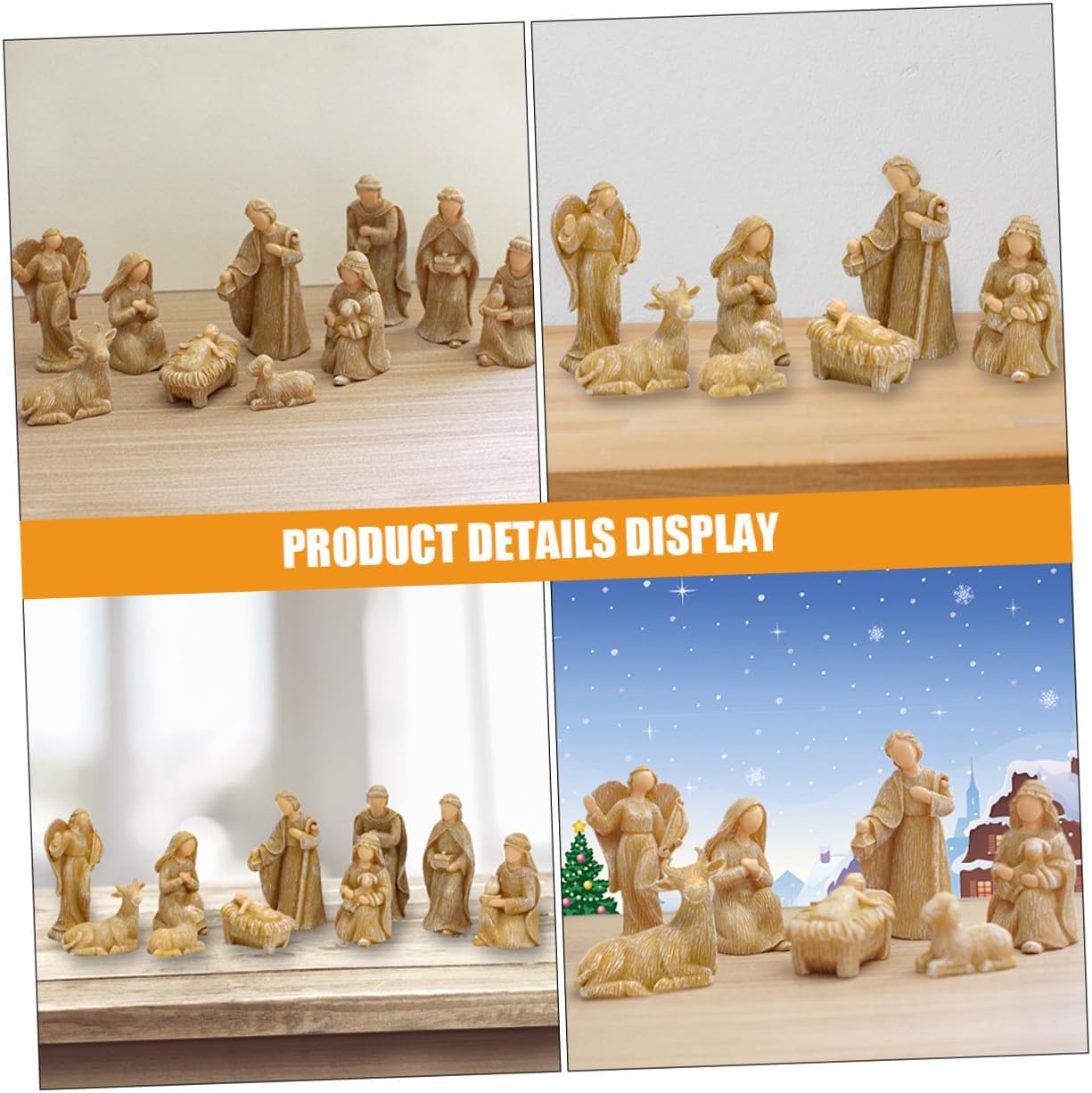 10pcs Resin Jesus Nativity Figurines Christmas Set Small Tabletop Household Nativity Ornaments Holiday Jesus Birth Decoration for Home