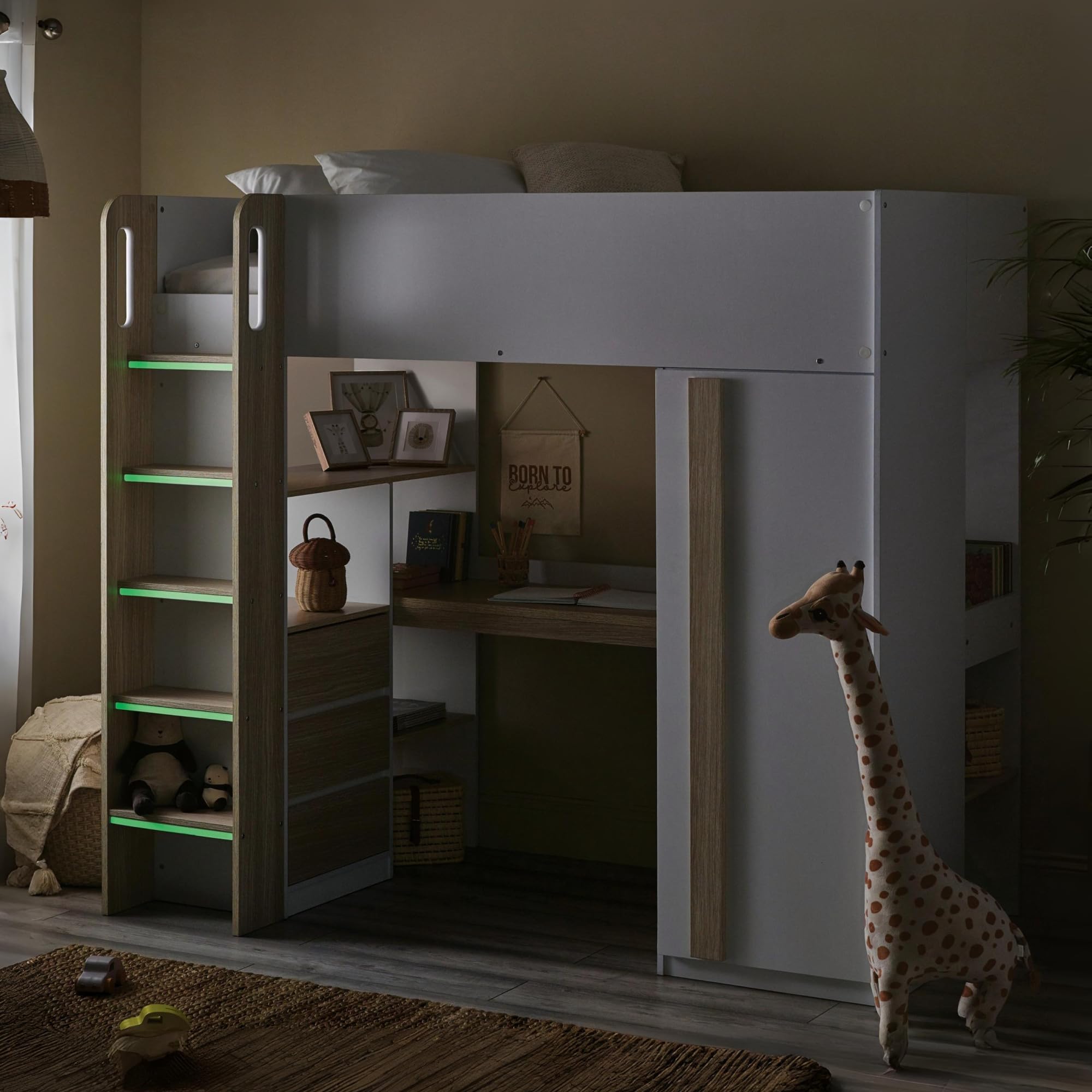 Julian Bowen Ocean High Sleeper Bed with Storage - White - Wood