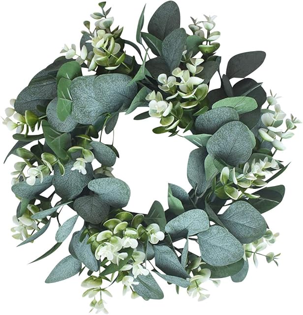 Kapmore Artificial Wreath, 12.99'' Artificial Eucalyptus Garland Door, Wreath Leaves Wreath Eucalyptus Garland for Home Front Door Office Wall Wedding Decor