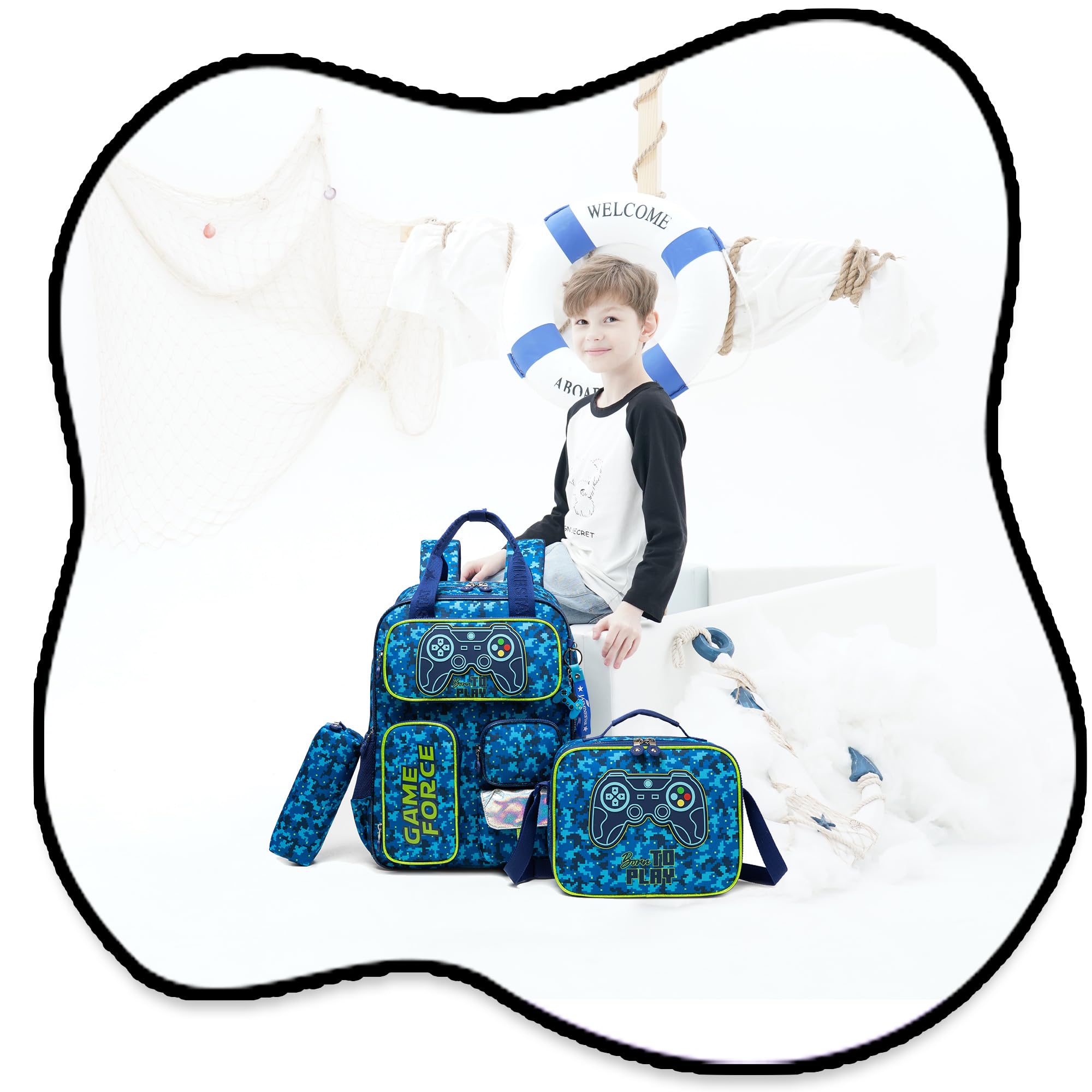 School Backpacks for Boys Backpack with Lunch Bag for Elmentary Students Kids Travel Bookbag for Boys Age 6-12
