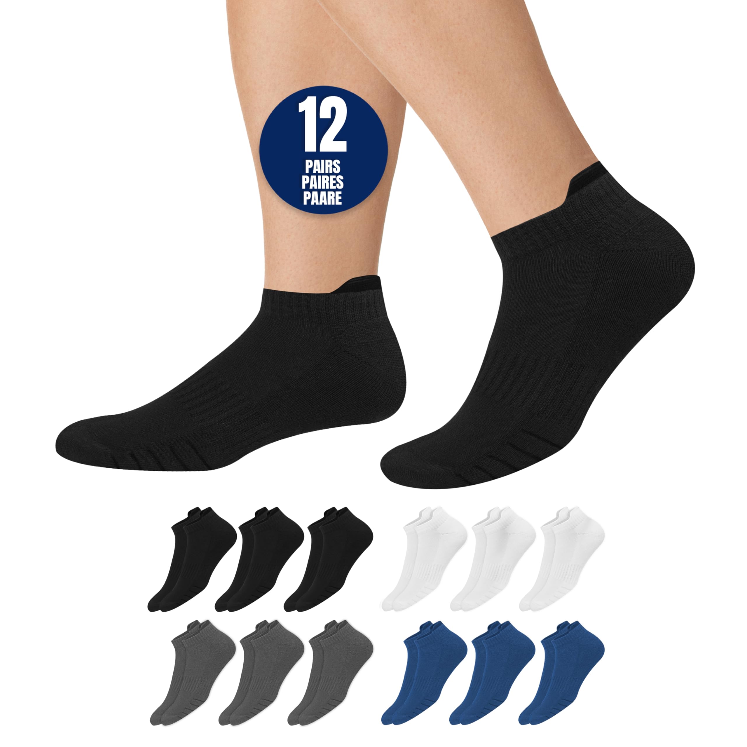 KOPNHAGN 12P calze uomo corti estivi spugna calzini corte donna running sportivi, 12 paia