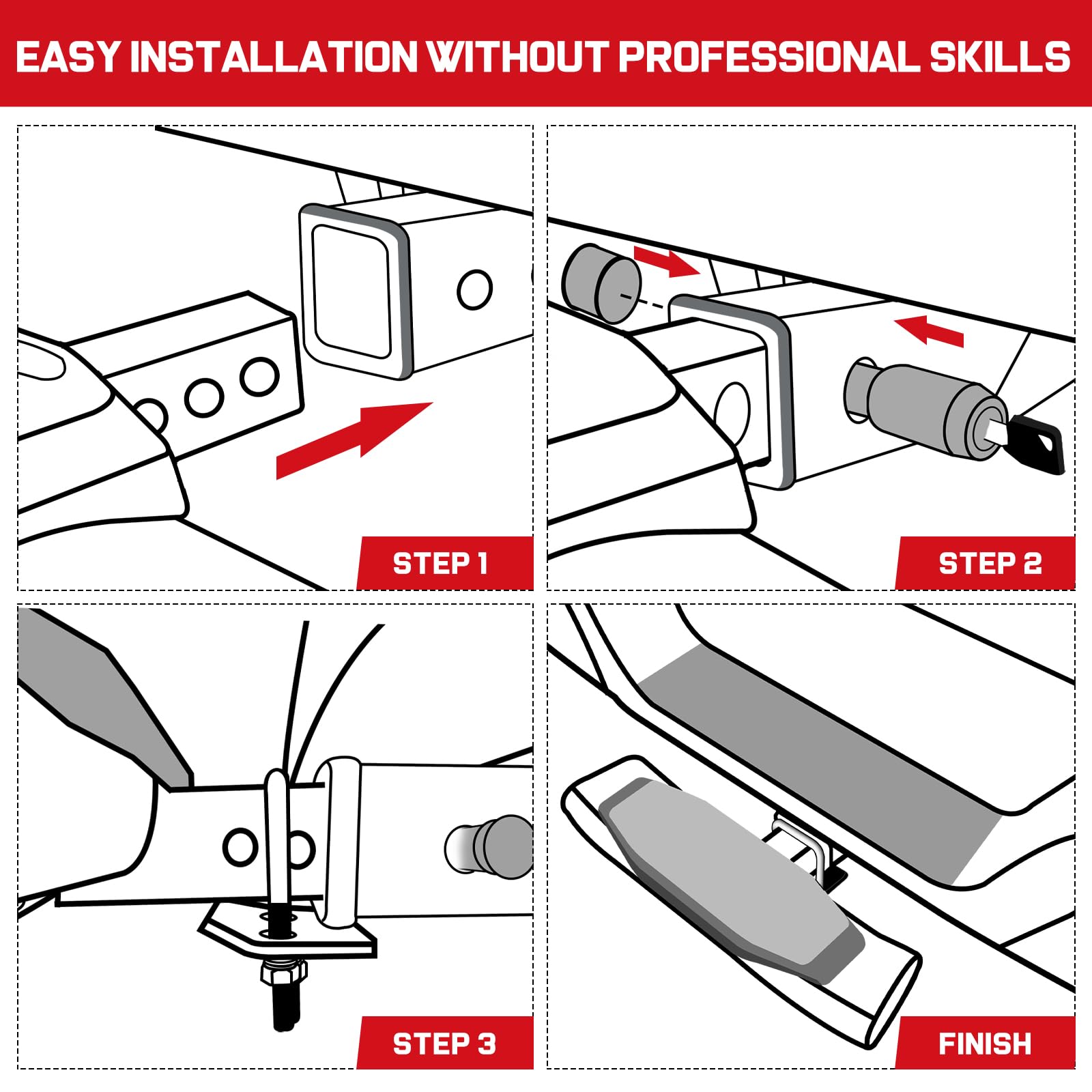 Trailer Hitch Step for 2 Hitch Receiver Universal Fit for Trucks SUV Car Van Carbon Steel with Dual-Stage — view 7