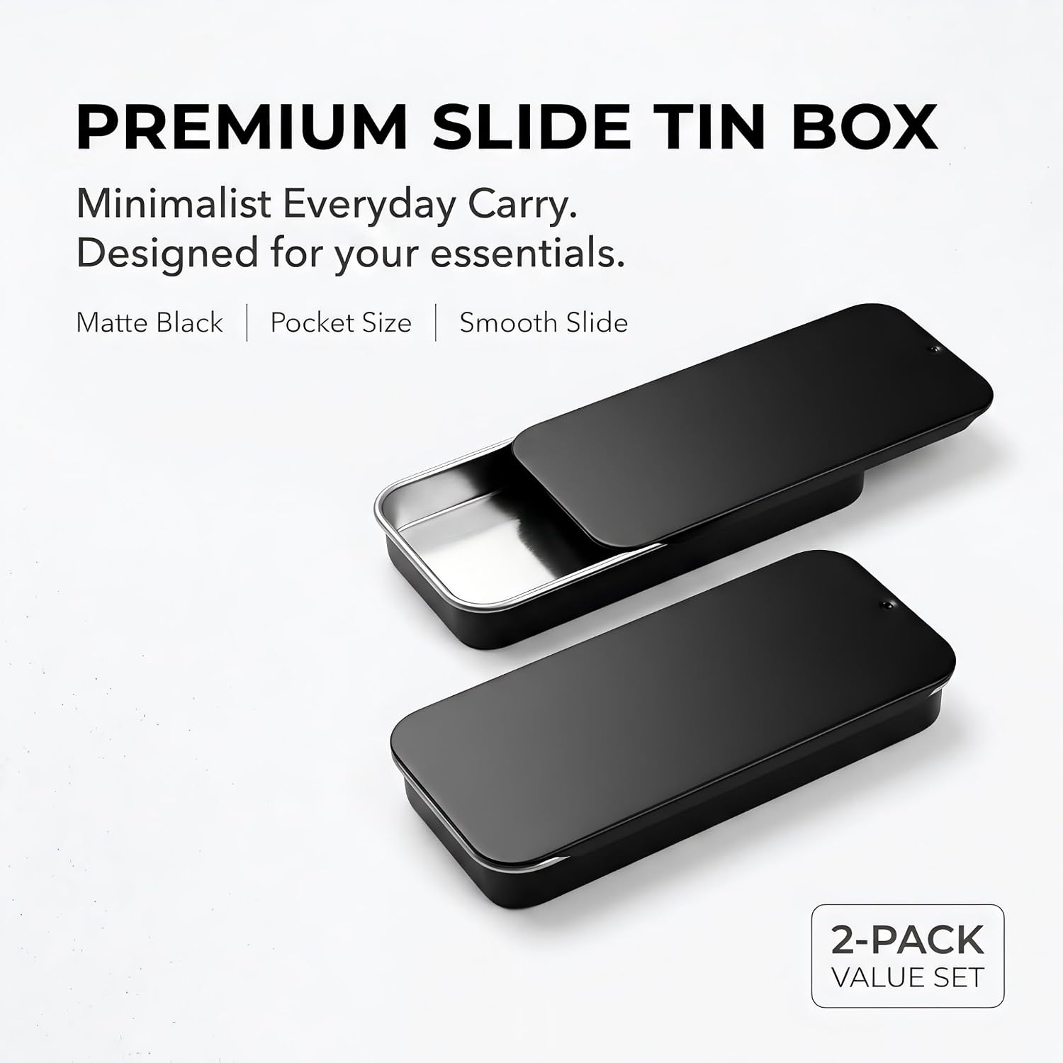 2Pack Mini Portable Dental Floss Dispenser with Refillable Glide Floss - Travel Box for Adults - Compact Mini Case for Date (Black)