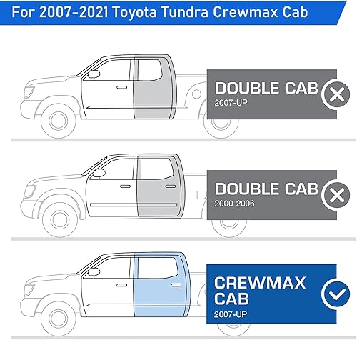 Miniatura 5 de unning Tablas para Tundra CrewMax Cab 2007-2021, escalones laterales de 7 pulgadas, barras Nerf para camiones