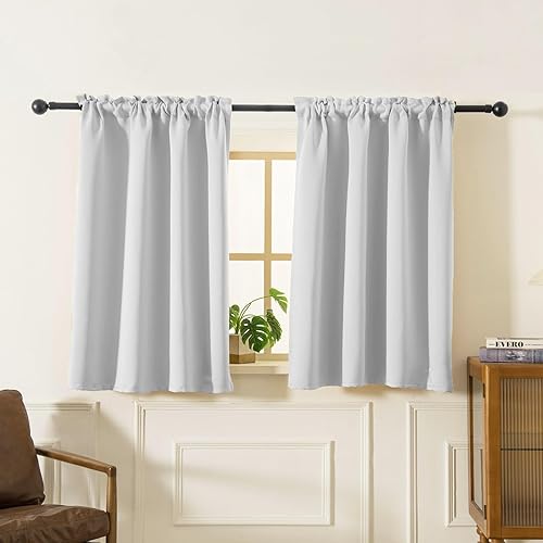 Miniatura 13 de Pickluc Cortinas de Cocina Café de 36 Pulgadas de Largo 2 Paneles, Cortinas de Nivel Opacas con Bolsillo para Barra, Cortina Corta Opaca para