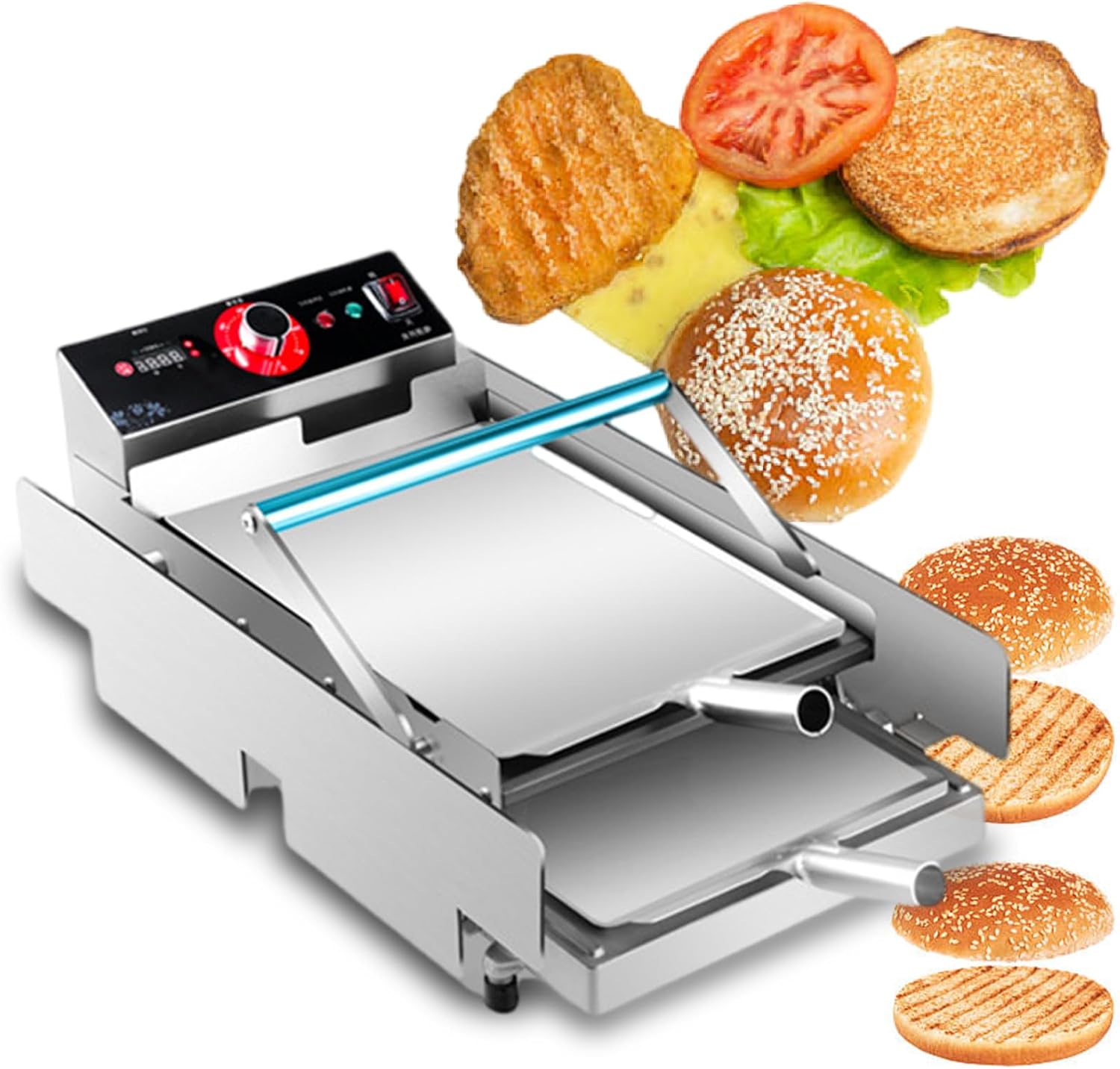 Commercial Bread Toaster Oven - Stainless Steel | Knob Temperature Control | 0-3min Timing, Electric Restaurant Toaster for Toast, Bun, Bagel, Bread Big