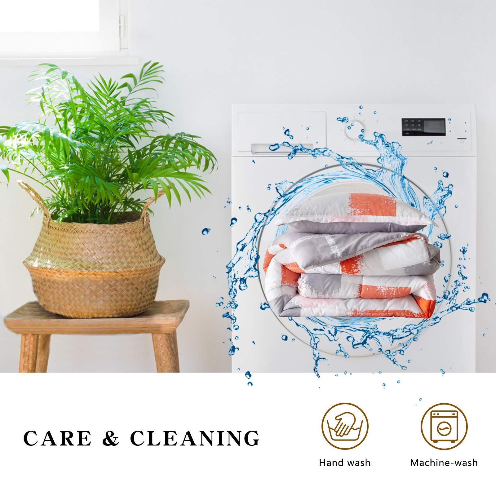 FlySheep 3 Piece Colorful Comforter Set Full Queen Size, Gradient Red Gray Pink Patchwork Plaid Modern Bedding Set for Women, Ultra Soft Microfiber Reversible Comforter for All Season