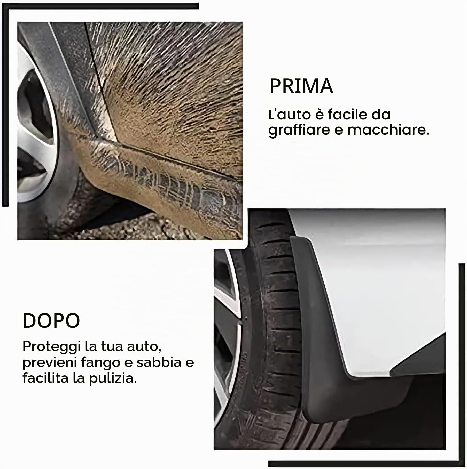 4 Pezzi Paraspruzzi Auto per Jeep Compass 2017-2023 2024 2.4L, Protezione Ruote Auto,Paraspruzzi Laterali Anteriori E Posteriori