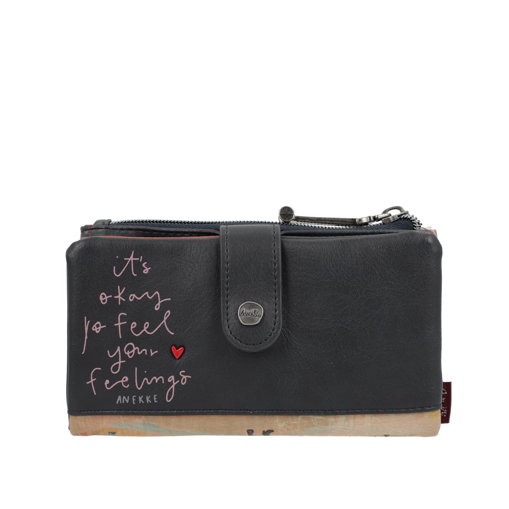 Anekke Portafoglio Grande Donna In Ecopelle Con Chiusura Lampo E Manico - Collezione Voice, Multicolore, 18x10x2 Cm, Protezione RFID - 4