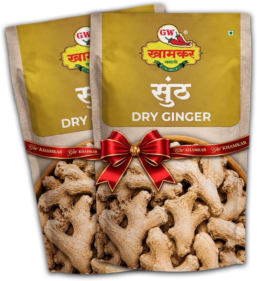 Gw Khamkar Sunth | Whole Dry Ginger | Sukha Adrak Sabut | Whole Indian Spices | Strong Aroma | Organic | Natural and Pure Spices | 100 Gm (Pack of 2)