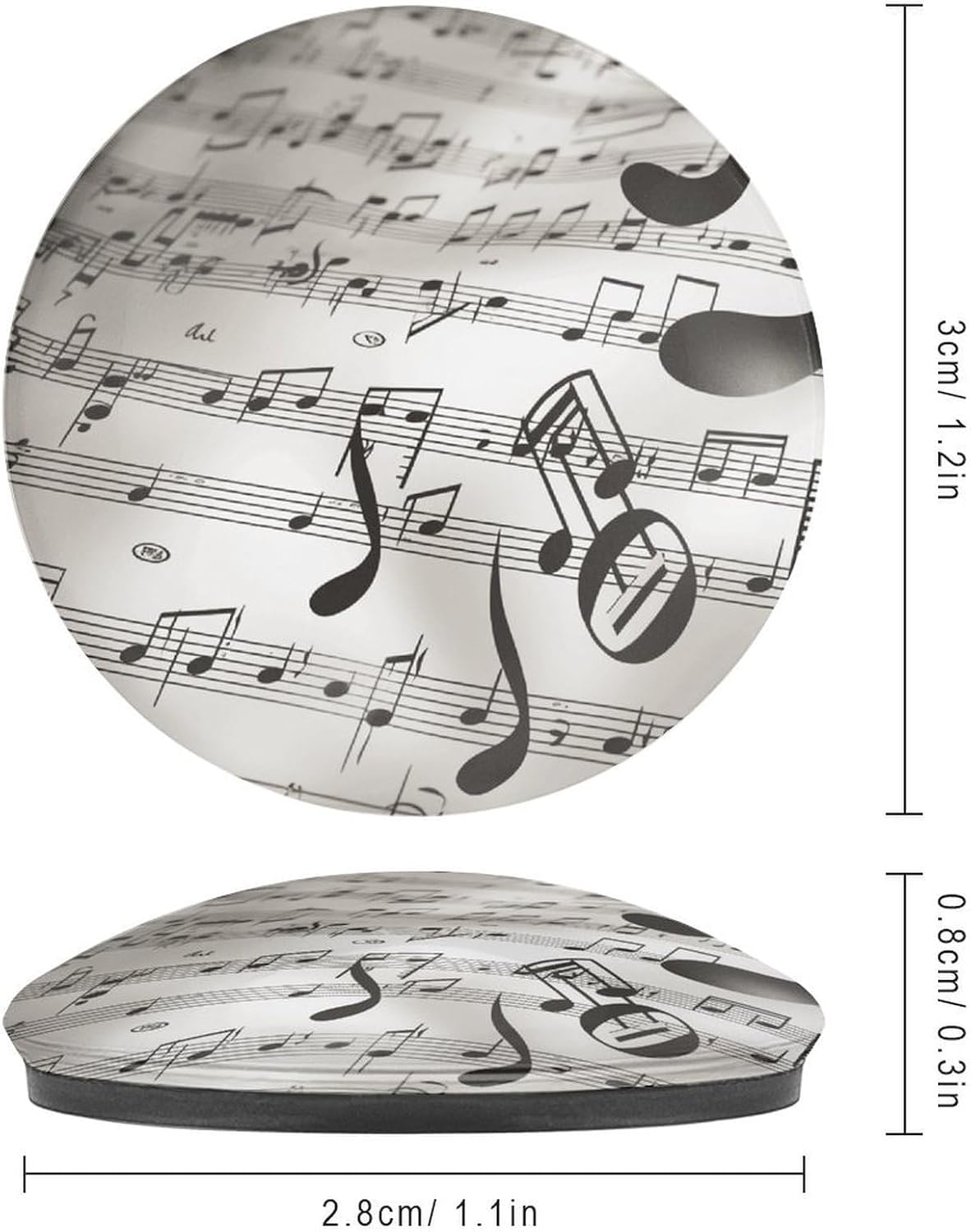 Music Notes Print Refrigerator Stickers, Round Fridge Magnet image 2