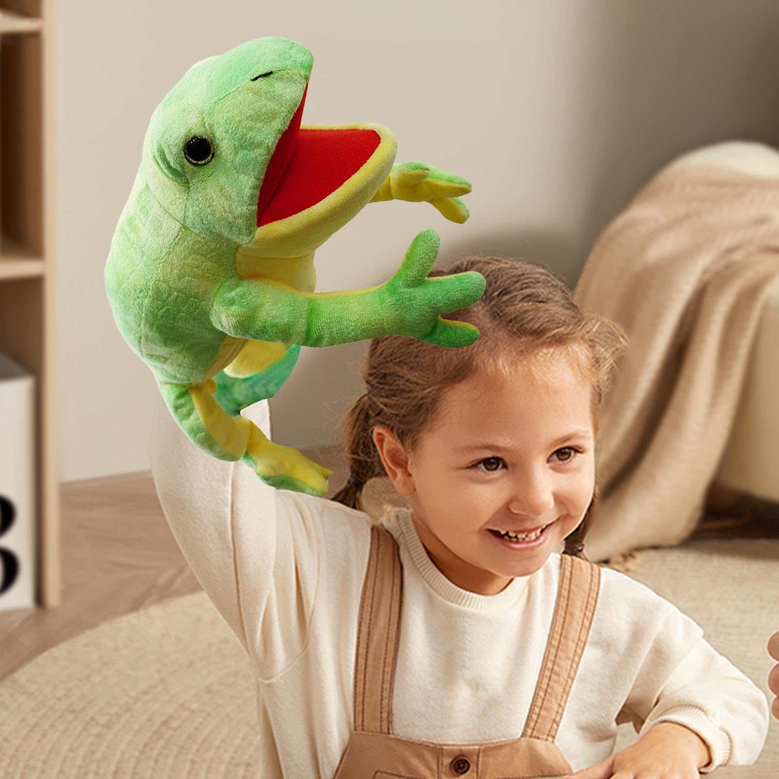 Marionetas de Mano con Móvil - Marioneta de Mano de Peluche Suave de Camaleón | Marionetas de Animales de Peluche Dulce, Regalos de Cumpleaños, Títeres de Mascotas para, Espectáculo