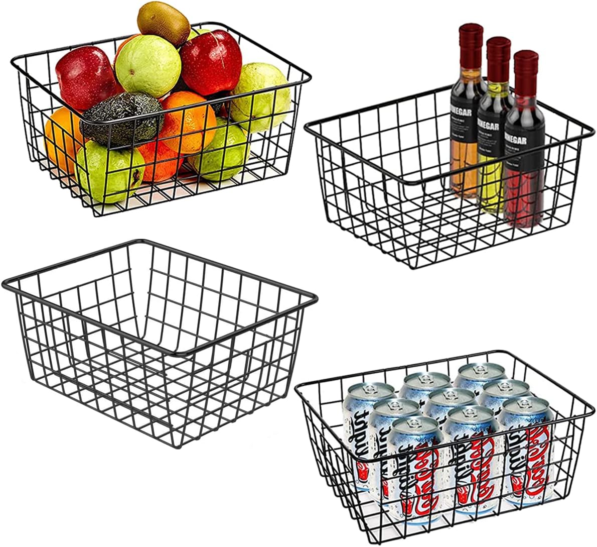 AYSUM 4PCS Wire Storage Baskets,Metal Basket for Pantry Organizer