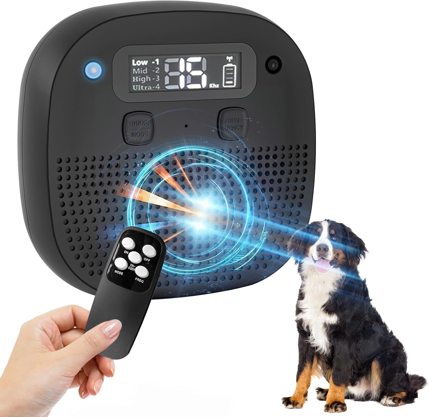 Tetra Dog Bark Deterrent Devices,Ultrasonic Anti Barking Device for Dogs, Rechargeable Barking Control Devices with Sensor & 60ft Remote Control, Adjustable Bark Stopper Indoor Outdoor