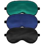 Silk Sleep Mask for Sleeping with Adjustable Strap, Satin Blackout for Men&Women, Comfortable Blindfold Eyeshade for Night Sleep (Black,Blue,Green)