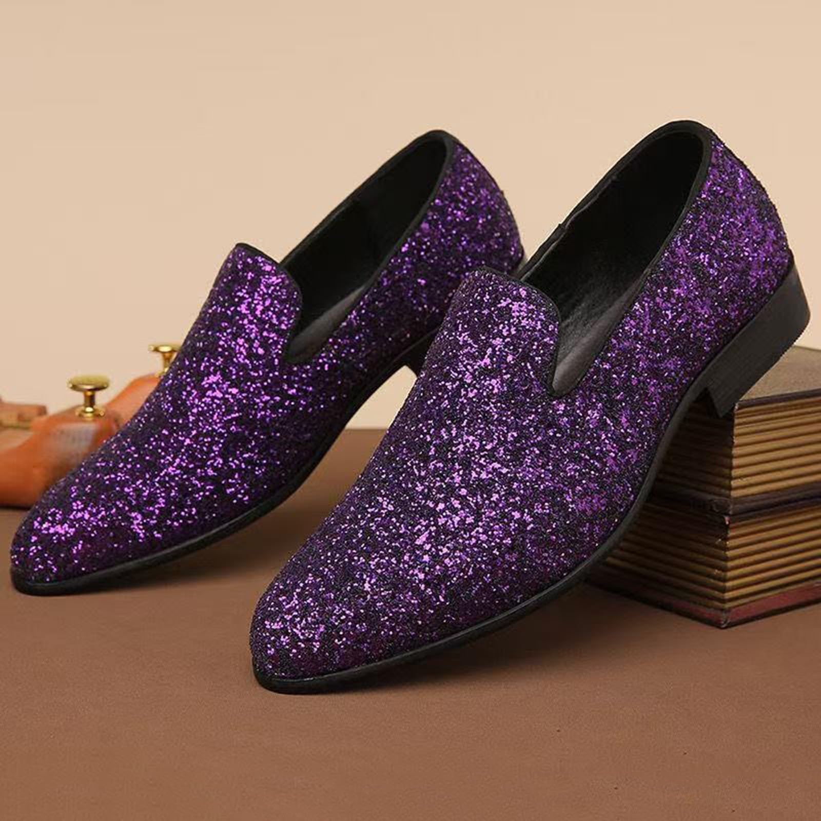 Zapatos con purpurina para mujer con tacón: mocasines plateados con lentejuelas, zapatos de baile transpirables para mujer, zapatos cómodos para correr con tacón de bloque, zapatos brillantes, zapatos
