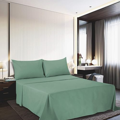 Miniatura 2 de Juego de sábanas de algodón de 400 hilos, tamaño individual, color violeta, 4 piezas, 100% algodón grapado, juego de sábanas de algodón suave con