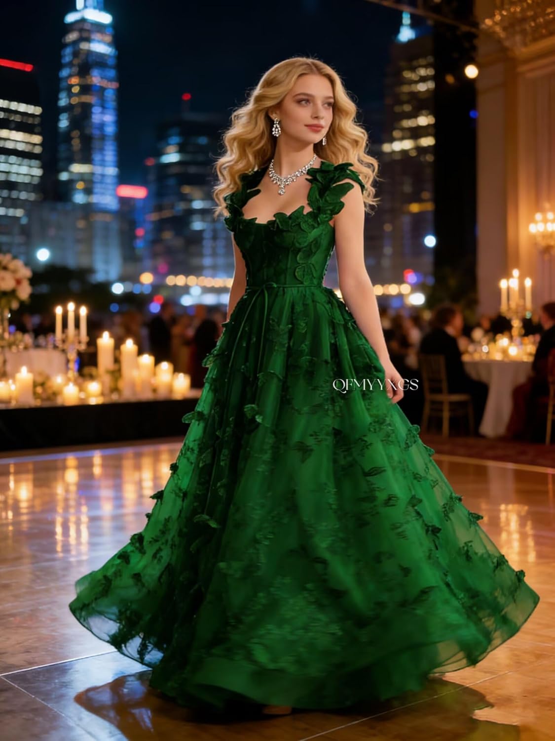 3D Butterfly Tulle Prom Dresses for Women 2025 Long Lace Applique Ball Gown Formal Evening Party Gown with Slit - Image 3