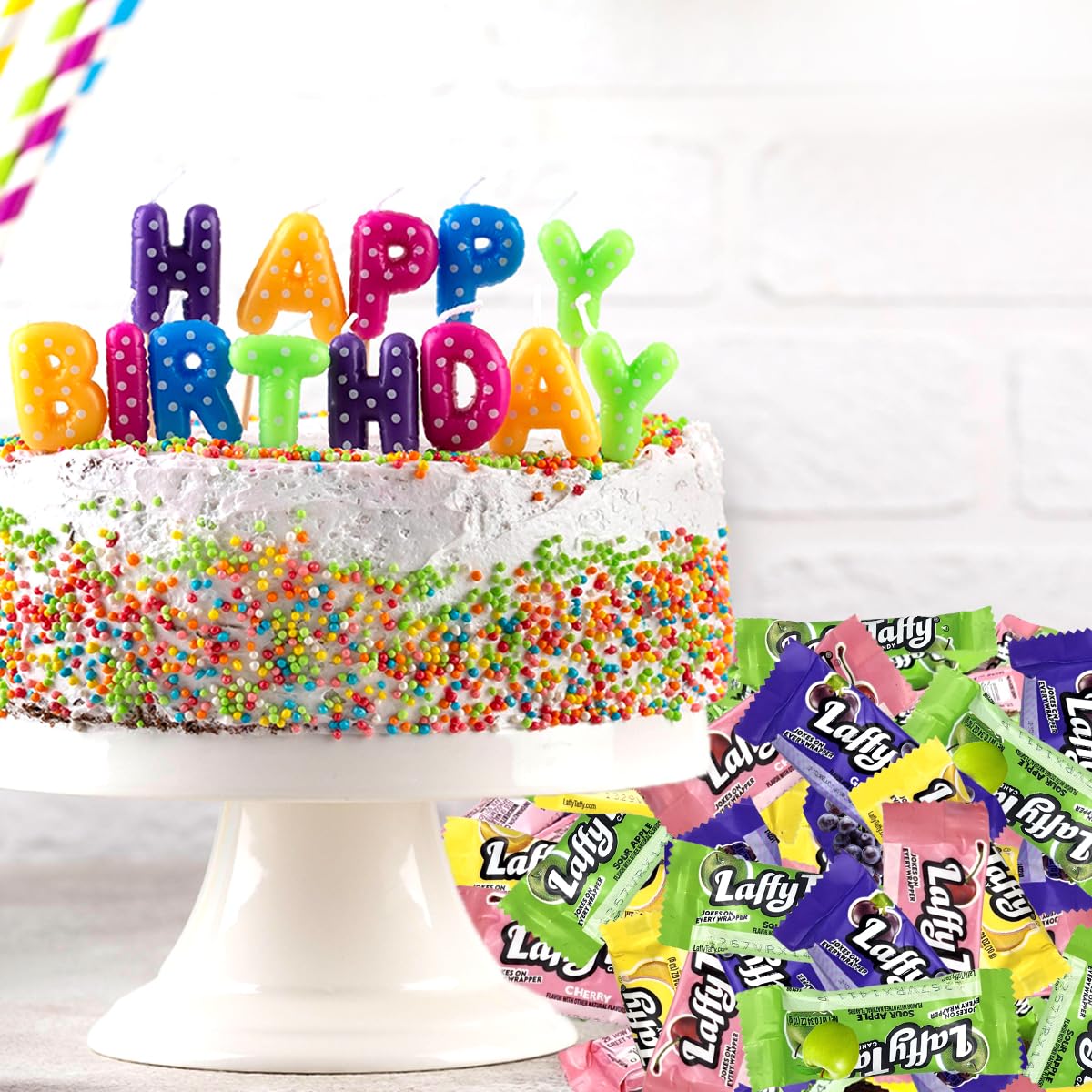 Laffy Taffy Candy - Banana, Grape, Sour Apple, Flavors - Chewy & Tangy Laffy Taffy Bulk Candy Individually Wrapped - (Mix) 2LB