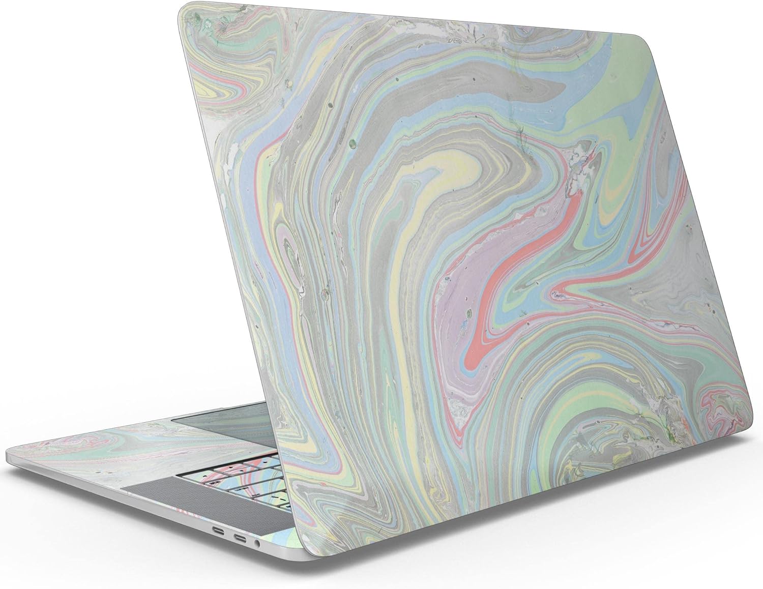 DesignSkinz - Marbleized Swirling Colors v2 - Full-Body Wrap Protective Decal Skin Kit Compatible with MacBook 14" Pro M1 (A2442)