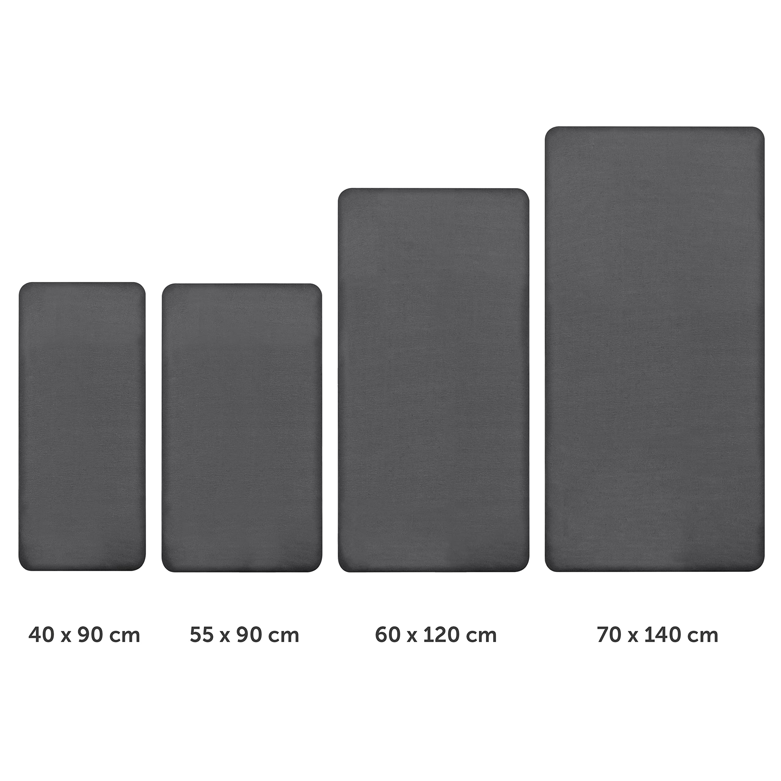 Laleni Lenzuola Culla Neonato - Lenzuola Lettino - Lenzuola Carrozzina Neonato - Coprimaterasso Culla con Angoli Elastici - Coprimaterasso Lettino 100% Cotone 135gsm - Antracite - 60x120-70x140cm