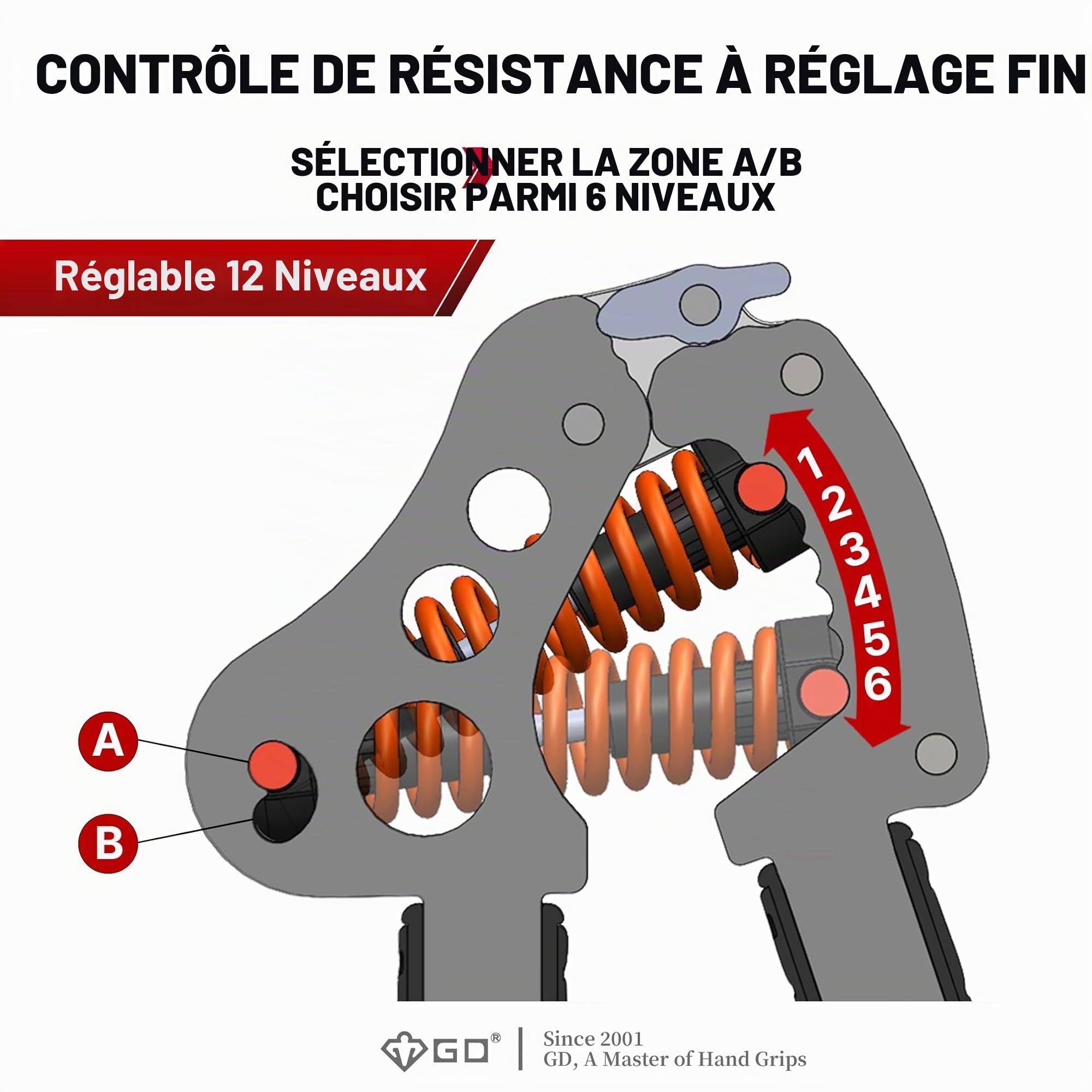 GD Iron Grip Renforceur de poignée (poignées réglables pour la musculation) pour poignet et avant-bras