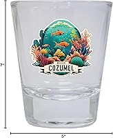 Vista 3 de R and R Imports Cozumel Mexico Souvenir - Vaso de chupito redondo de 1.5 onzas, transparente A