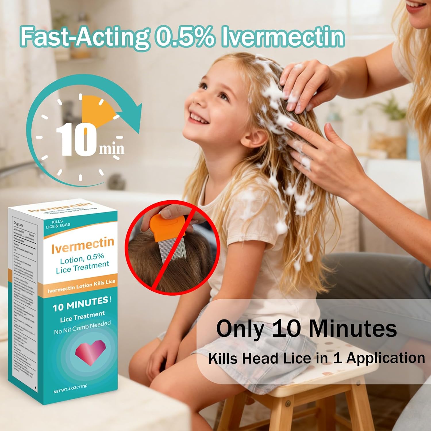 Ivermectin Lotion 0.5% Head Lice Treatment,Just One Application,4 oz - Image 2