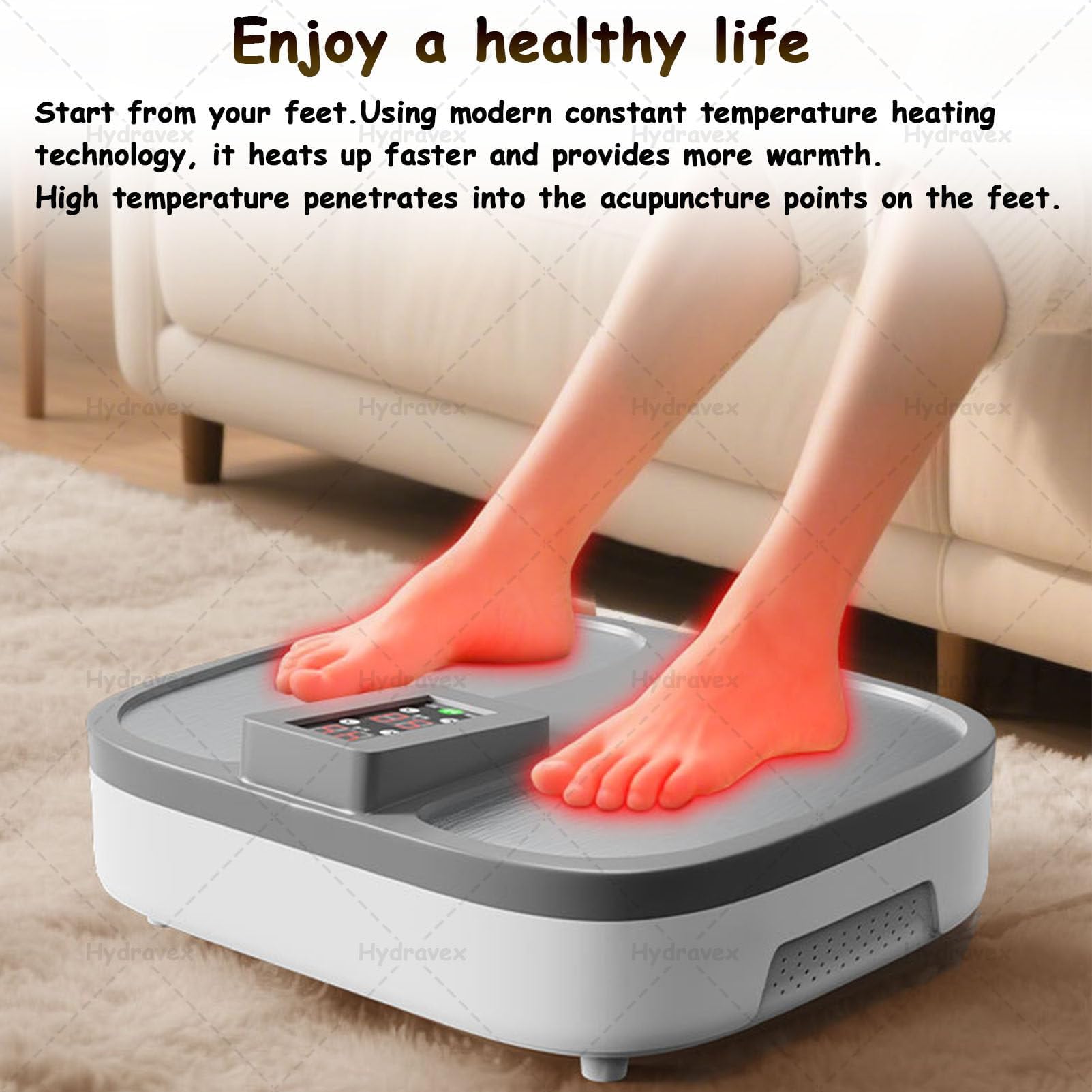 Masajeador eléctrico de pies con calor para aliviar el dolor, relaja los músculos de las piernas, ideal para uso doméstico y de oficina