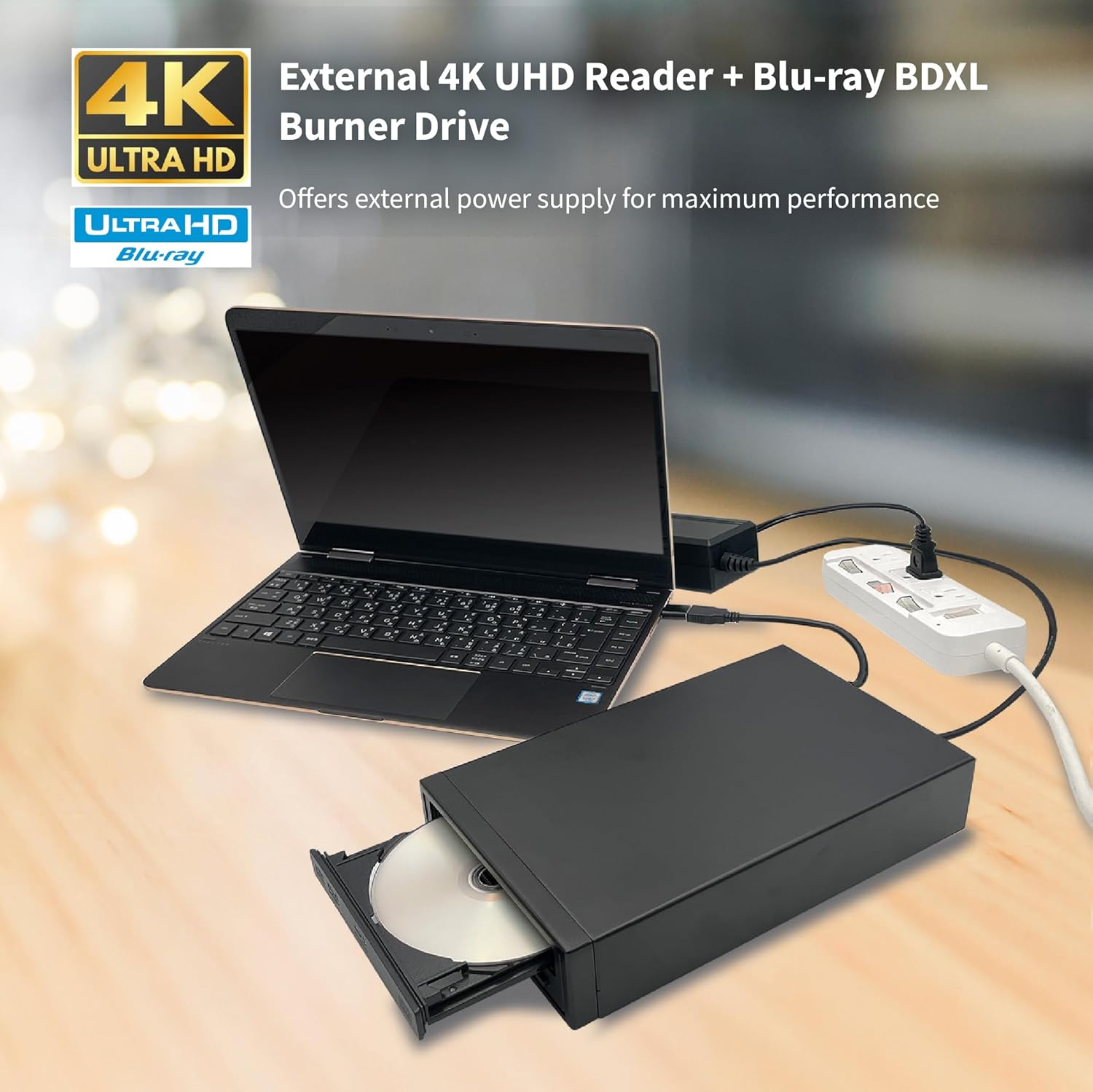 4K UHD Reader and 16X Blu-ray BD BDXL DVD CD External Burner Writer Drive (Drive Only)