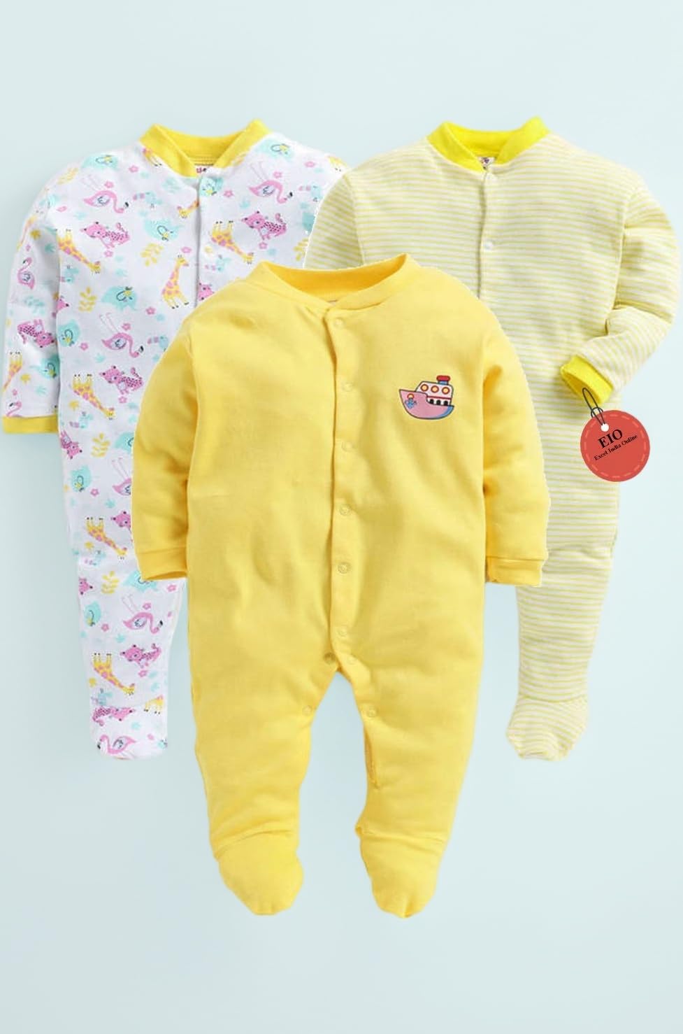 100% Cotton Rompers Sleepsuits Jumpsuit Night Suits for Infants Newborn Baby Boys & Girls