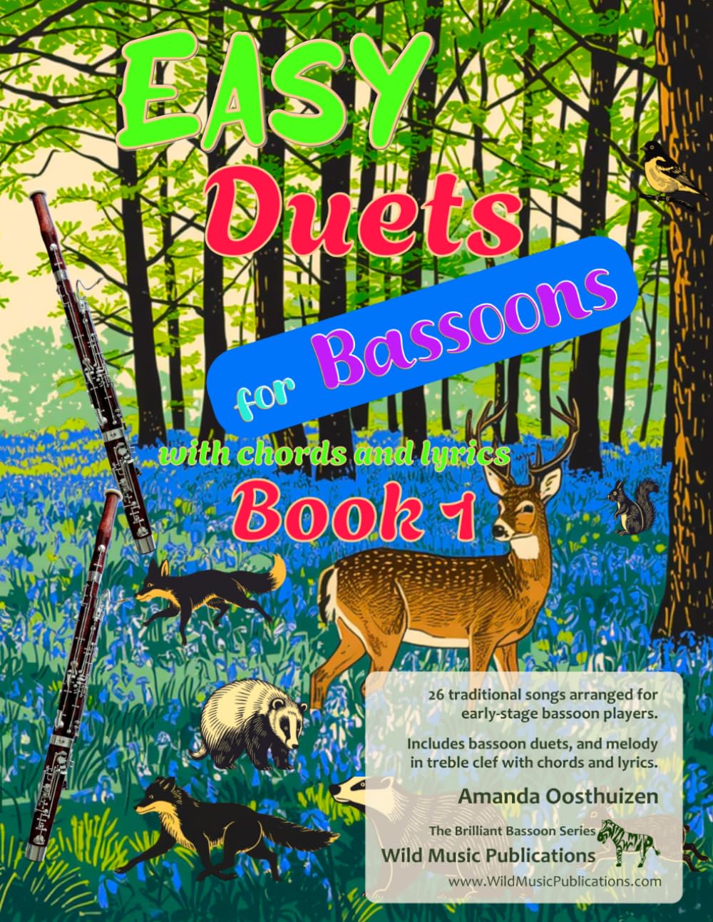 Easy Duets for Bassoons Book 1: 26 well-known songs arranged for early-stage bassoon players with melody in treble clef, chords and lyrics (Bassoon Duets for Beginners and Improvers)