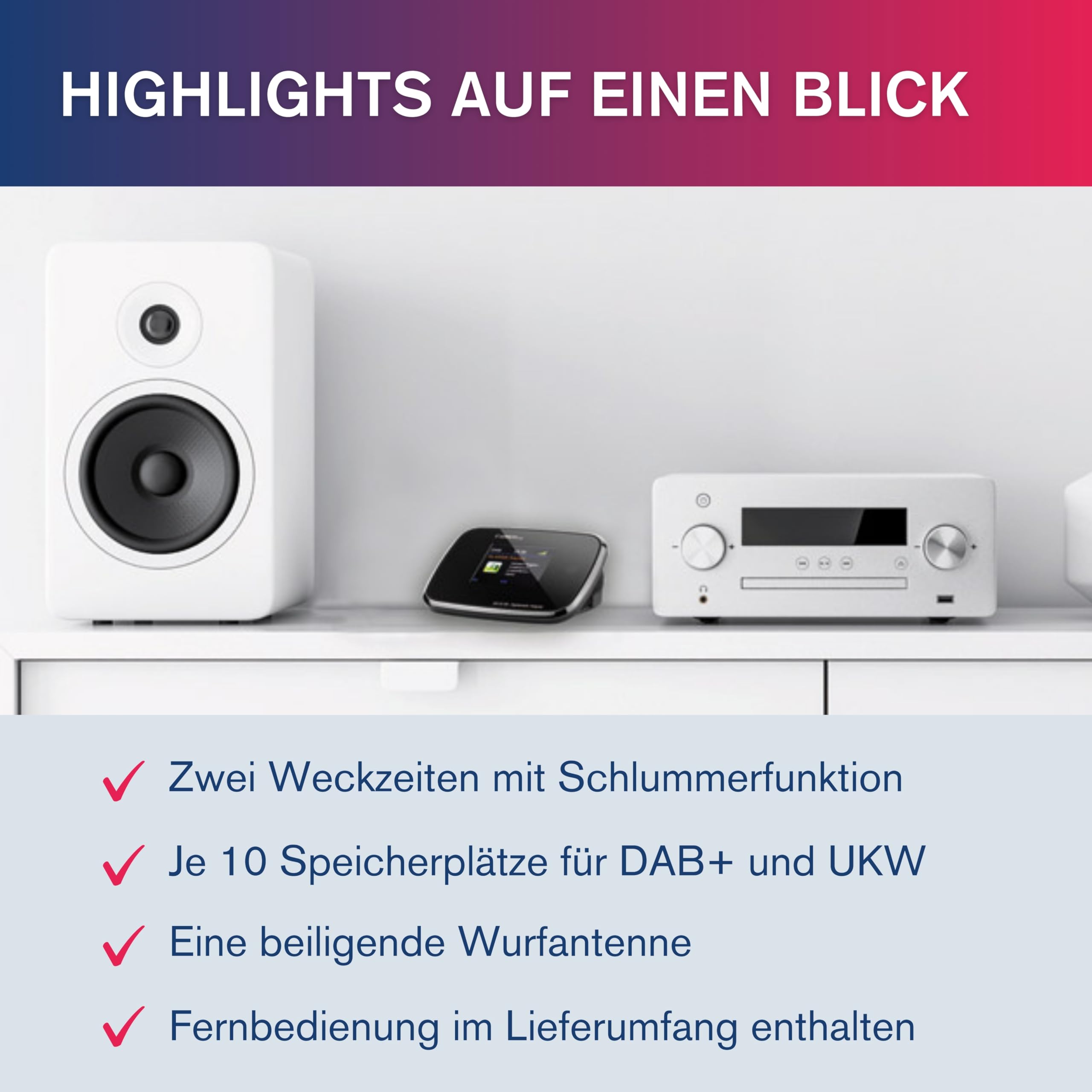 Albrecht DR 50 B DAB / UKW Adapter für zu Hause - mit Schlagerparadies Direktwahltaste und Bluetooth, Farbdisplay und Touchscreen, schwarz, 27250.01