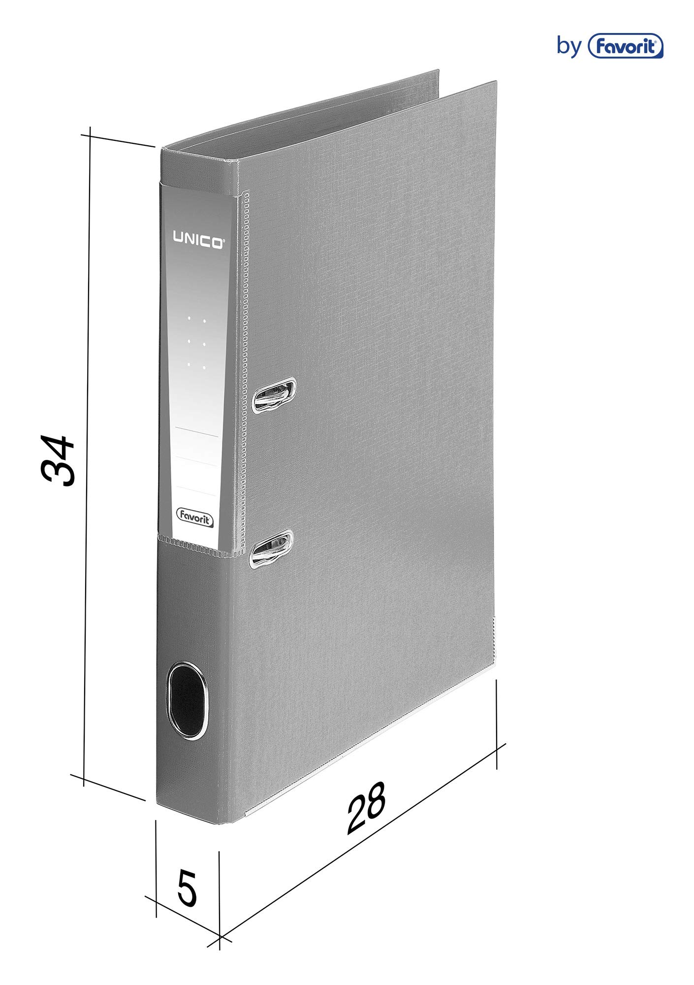 Favorit Raccoglitore Documenti Unico con custodia, Pacco da 12, formato interno 23 x 33 cm, dorso 5 cm, nero