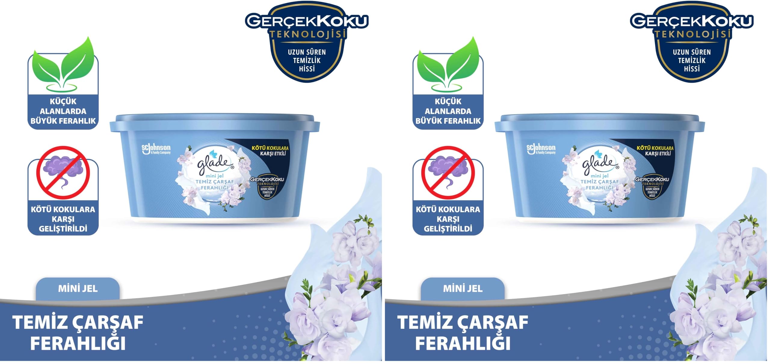 Glade Mini Jel Temiz Çarşaf Ferahlığı, 70 Gr 2li paket