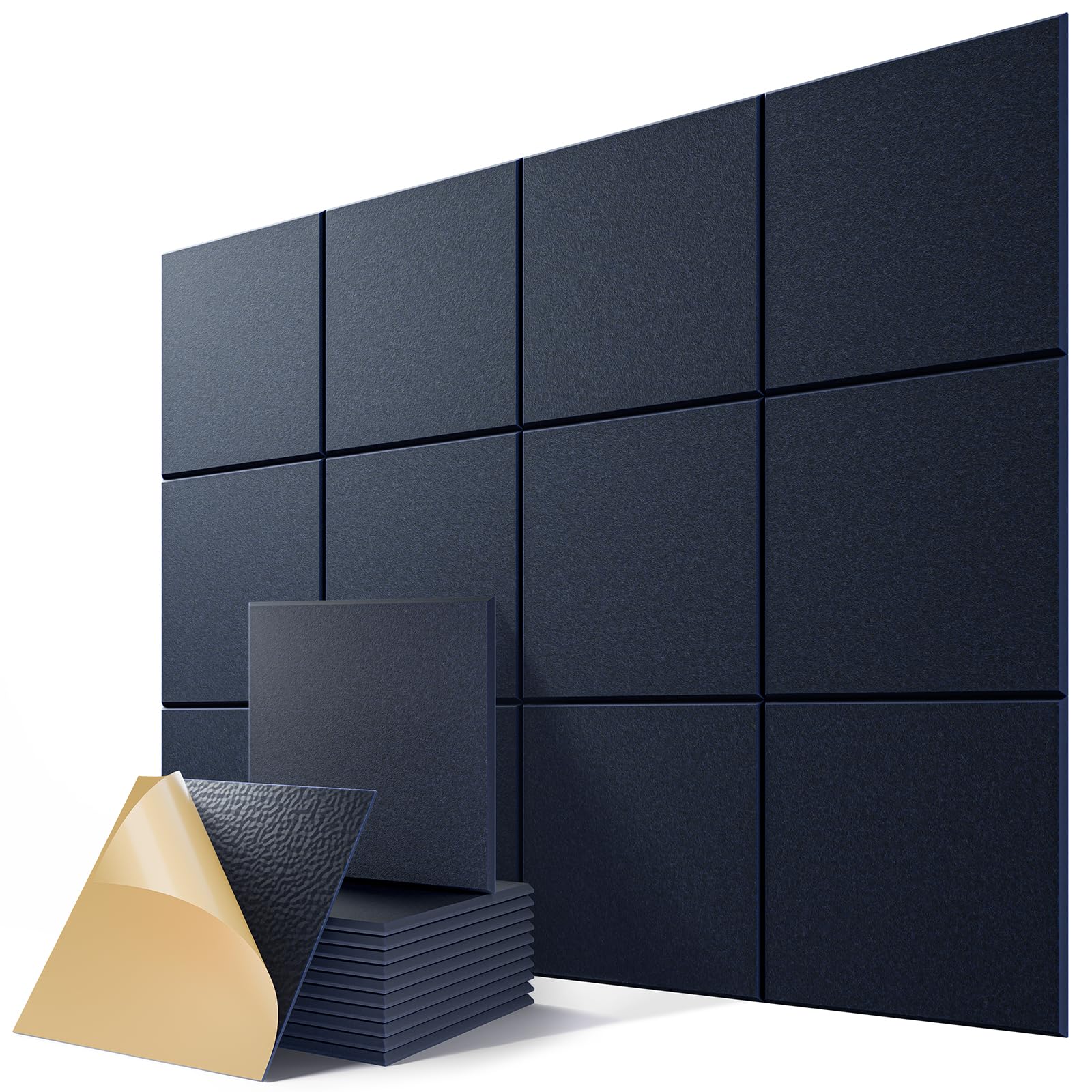 12 Pack Self-Adhesive Sound Proof Foam Panels for Walls 12"x12"x0.4"