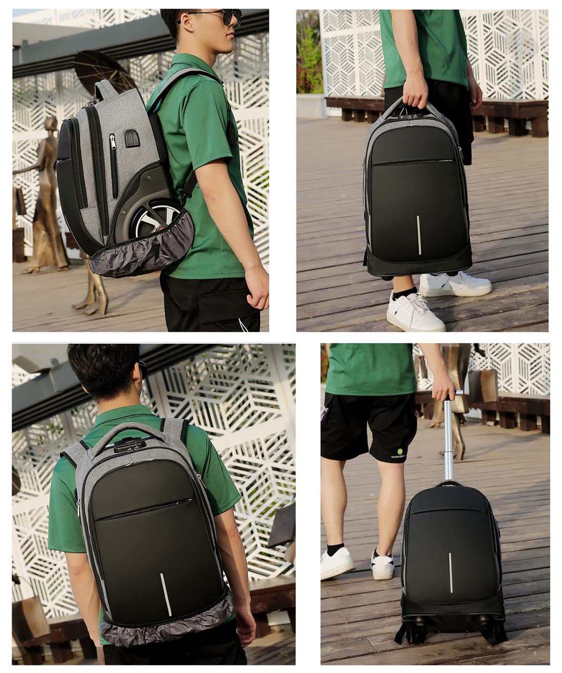 Zaino Trolley 19 Pollici Porta PC Portatili Antifurto Caricatore USB Viaggio Ufficio Scuola