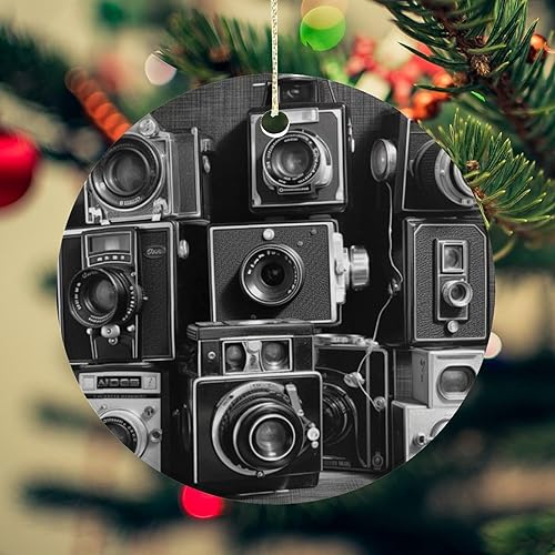 Miniatura 8 de Retro Cool Camera Collection Christmas Ornament Funny Round Hanging Ornament Pendant Personalized Xmas Round Ceramic Pendant Christmas Ceramic