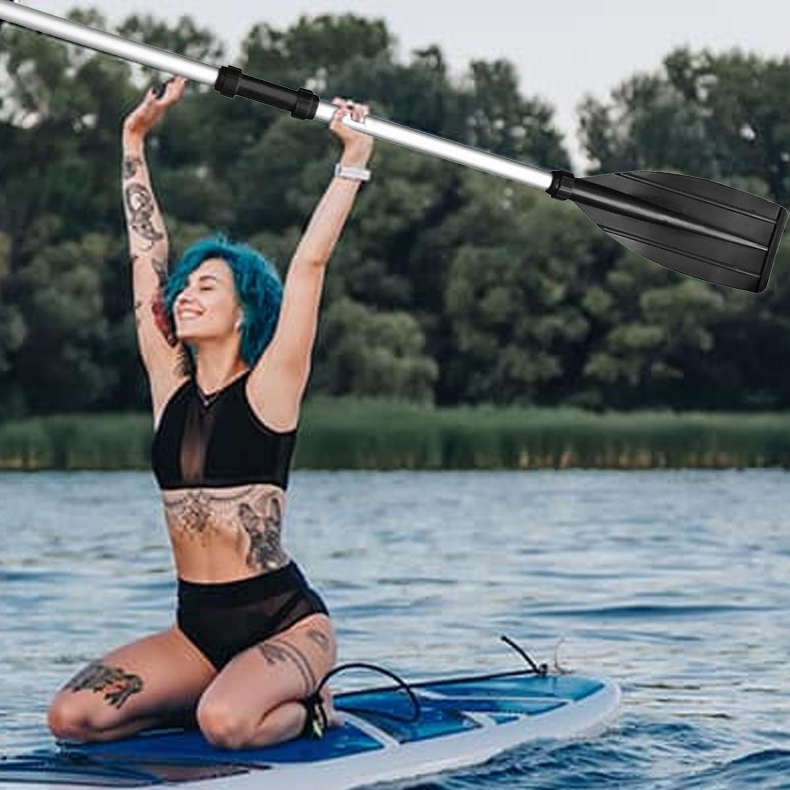 Pagaia per Kayak | Pagaia per S-up Regolabile | 49,6 Pollici Pagaie per Canoa | Lame Rinforzate con Albero Gonfiabile per Kayak con Funzione Antiscivolo per Applicazioni