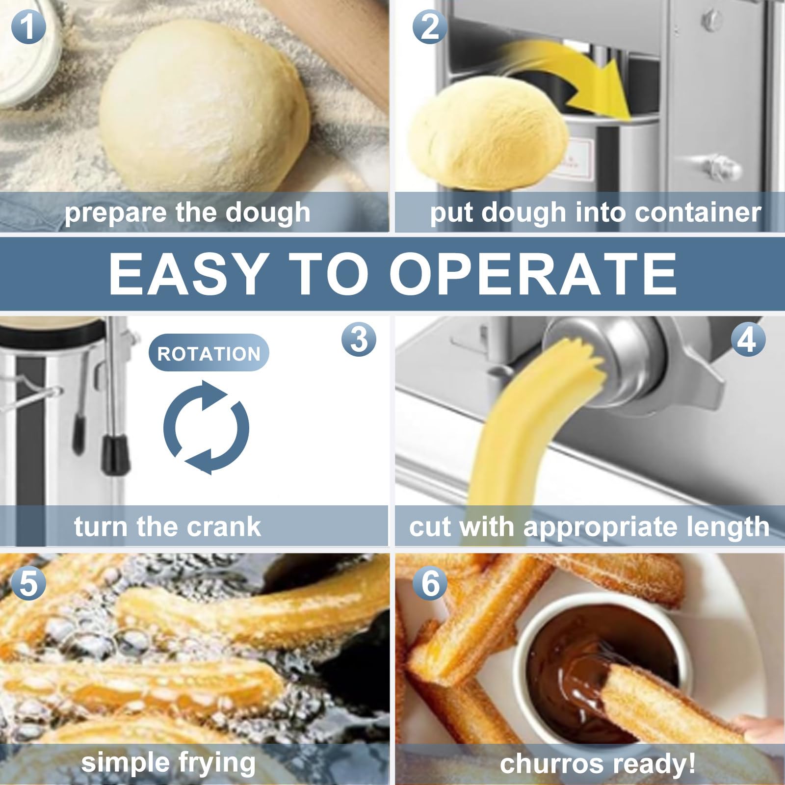 Churros Maker Machine, pressa verticale manuale in acciaio inox per ciambelle e churros, attrezzatura da cucina ideale per ristoranti e panetterie