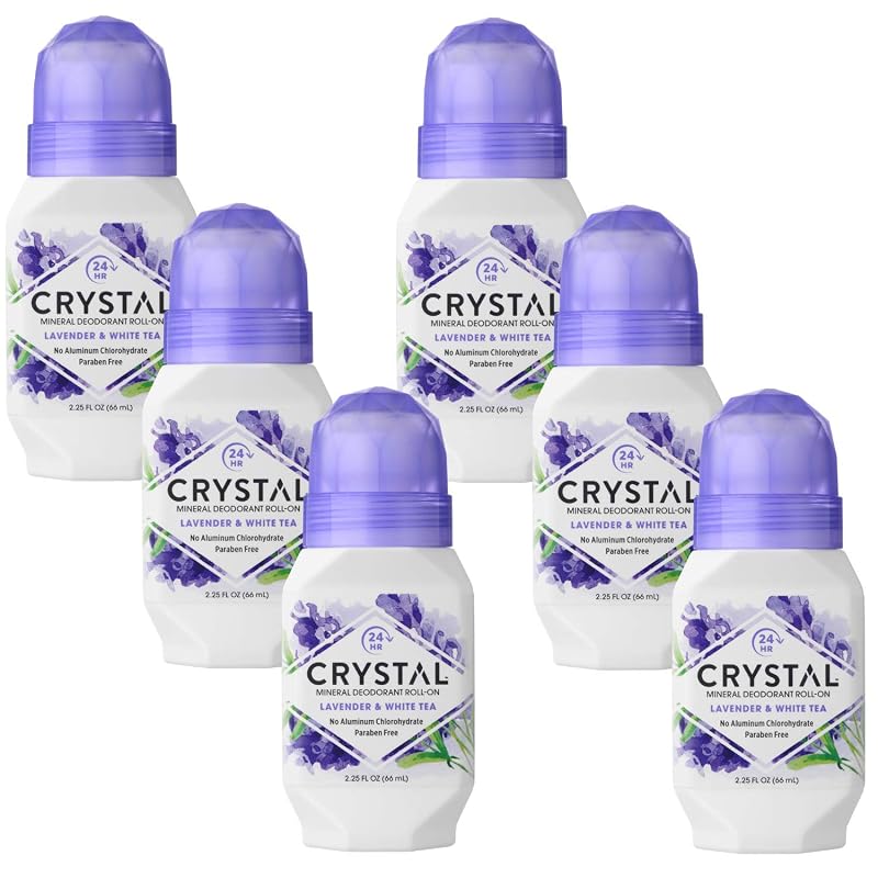 Desodorante roll-on Crystal Essence Mineral Lavanda e Chá Branco, 6 unidades