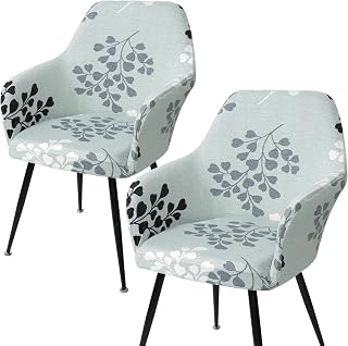 Fundas Sillas de Comedor 2Pcs Funda Sillon Orejero con Reposabrazos Funda Silla Oficina Protector de Silla Desmontable y Lavable para Sillas Cocina