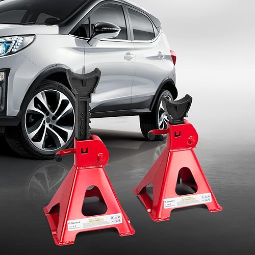 Miniatura 8 de Donext Soporte para gato de acero de 6 toneladas de capacidad, diseño de elevación autobloqueante, soportes de gato resistentes para vehículos,