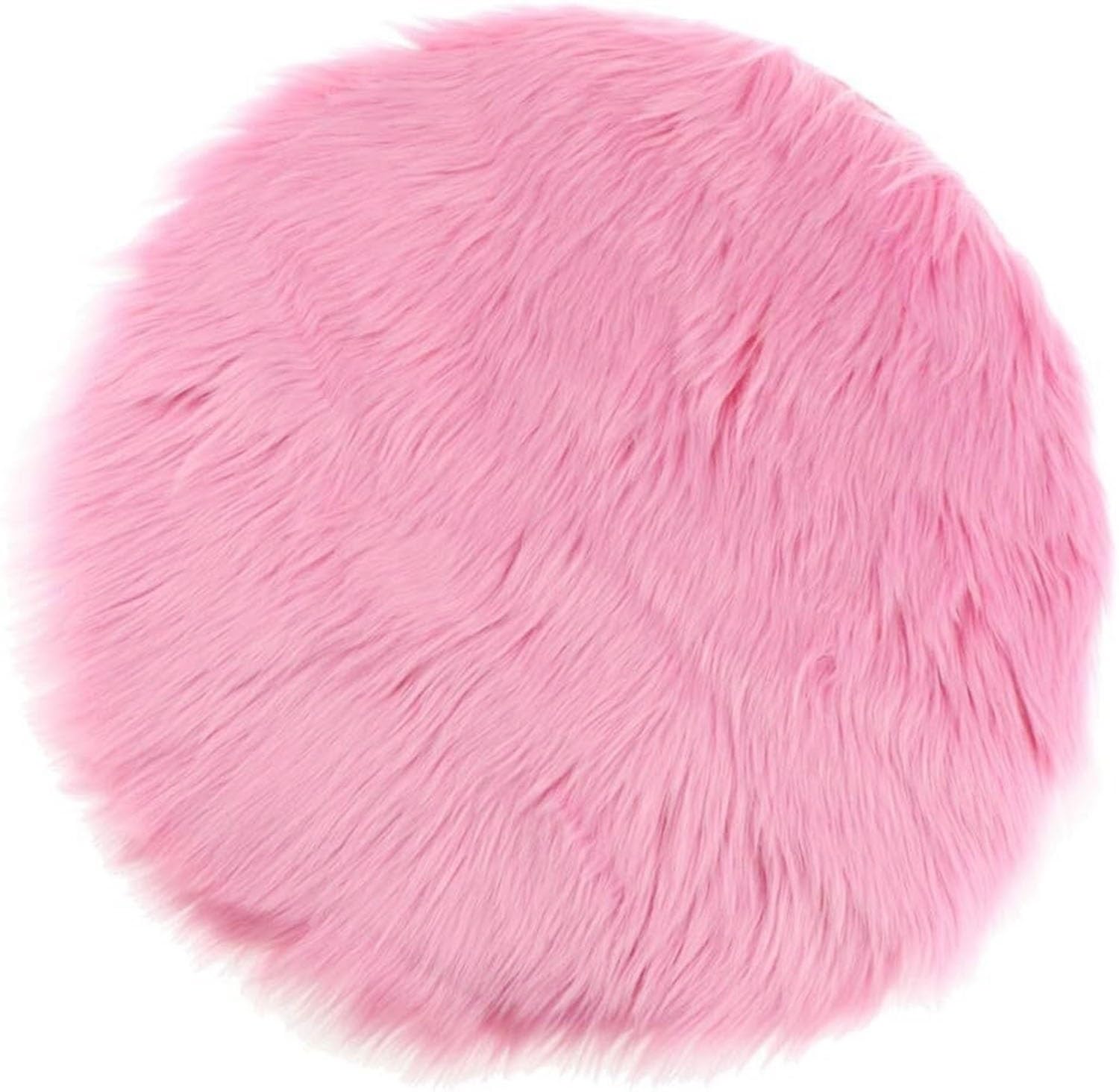 Imitation Sheepskin Round Office Chair Pad - Dining Room Desk Seat Cushion for Computer, Fur Area Rug for Living Room (60cm/23.6in)
