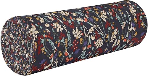 FUGIDOG Almohada cervical de espuma viscoelástica para el dolor de cuello, diseño floral vintage, almohada redonda con funda extraíble lavable,