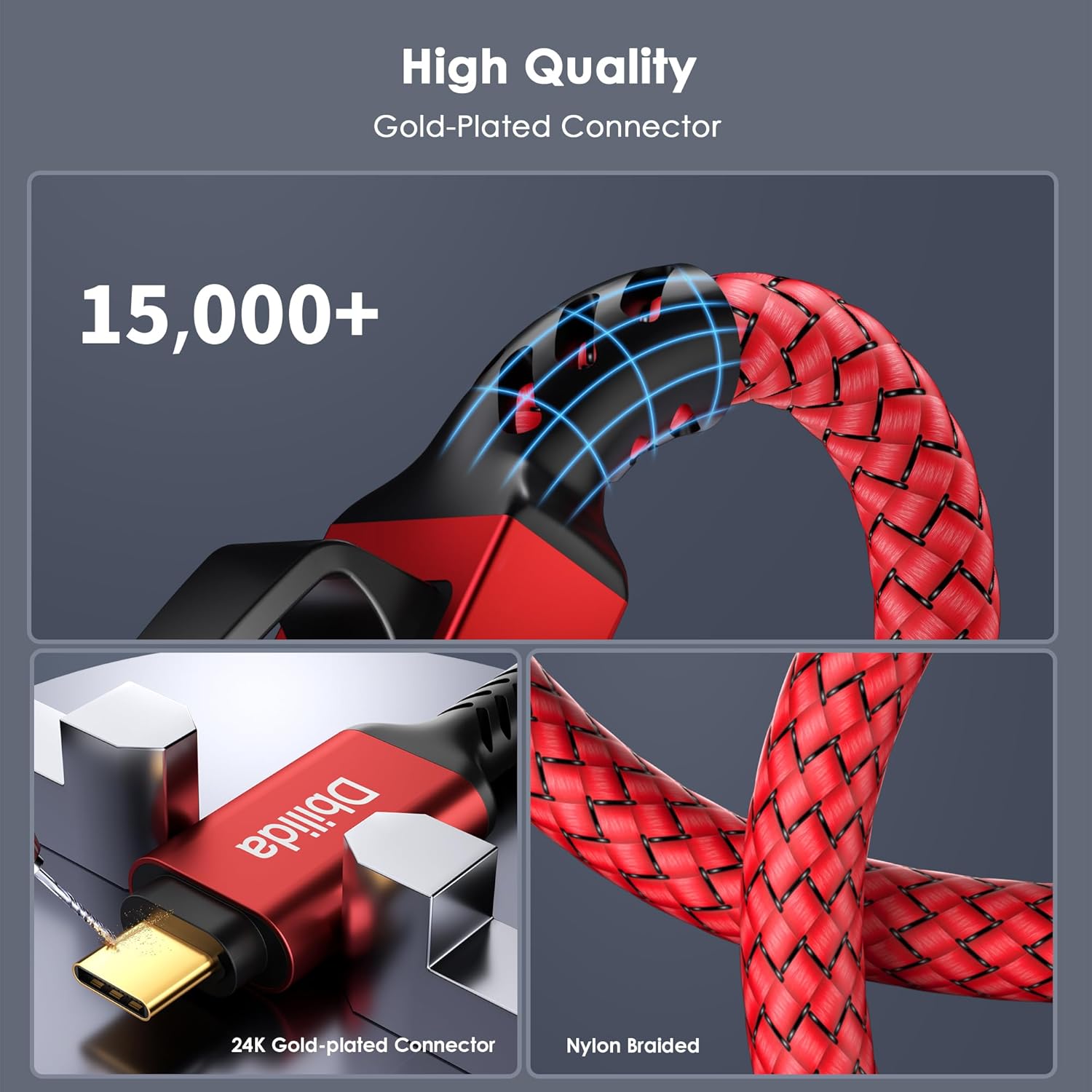 USB C to Ethernet Cable 15 FT - 2 in 1, USB A/C to RJ45 Cable, 1Gbps Braided Ethernet to USB C Cable, Type C to RJ45 Ethernet for Thunderbolt 4/5, MacBook Pro/Air, iPhone 16/17, XPS, Galaxy S24
