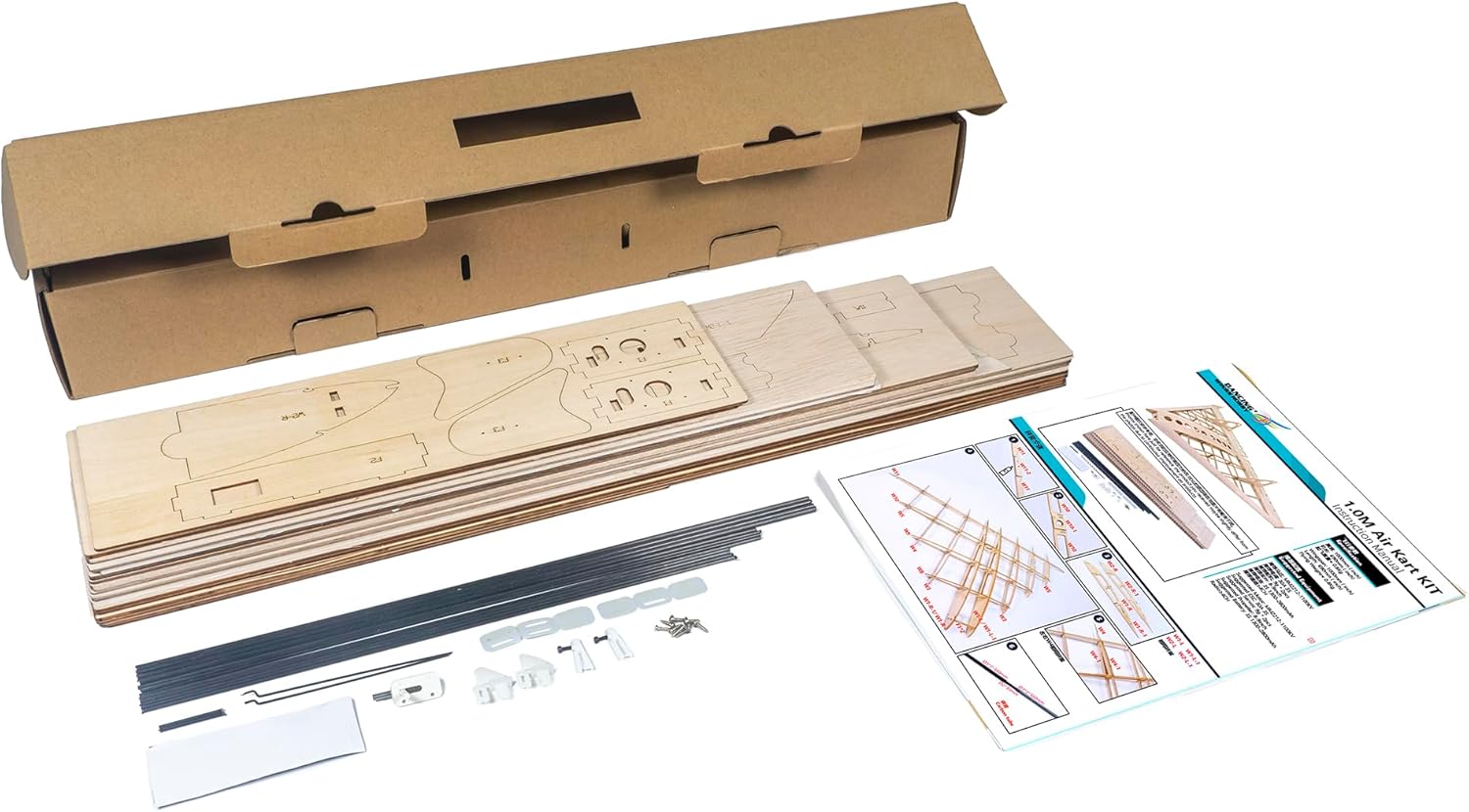 Balsa Wood Model Airplane T11 Air Kart 1000mm Wingspan RC Airplane Glider KIT to Build for Adults Hobby Fly (Kit+Motor+Prop+Servo+ESC+Covering Film)